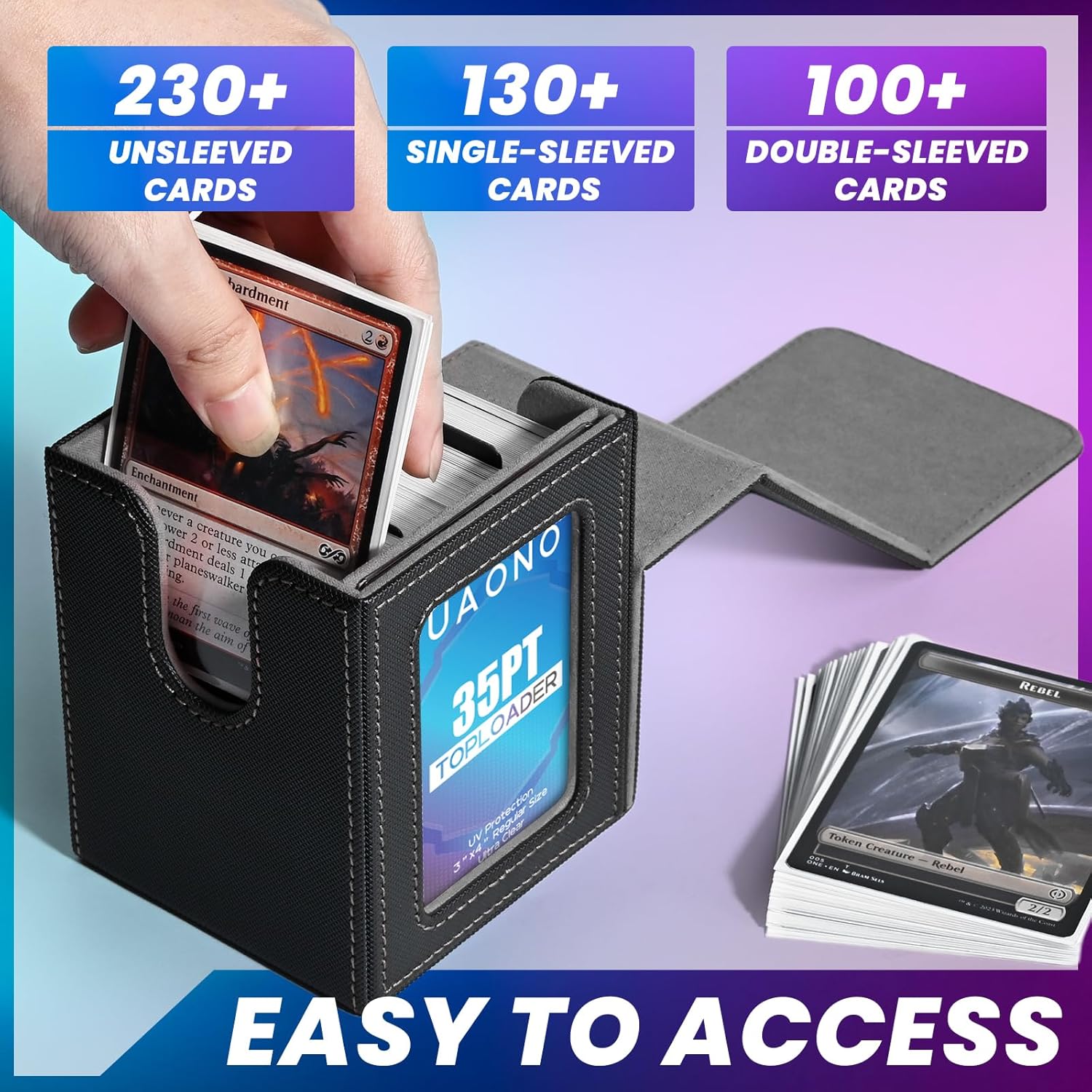 Thumbnail 1 de UAONO Magic Deck Box MTG Commander-Display 100+ Karten 2 Trennwände ⌚