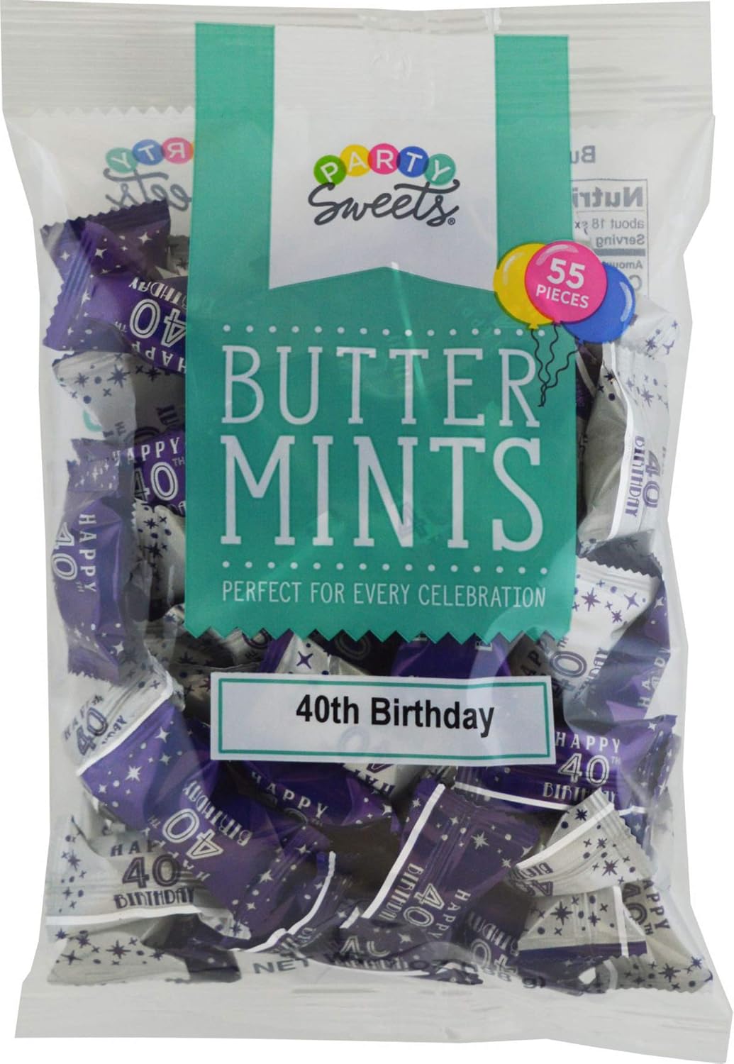 Detalle de Hospitality Mints Party Sweets 40th Birthday Buttermints, Six 7-Ounce Bags