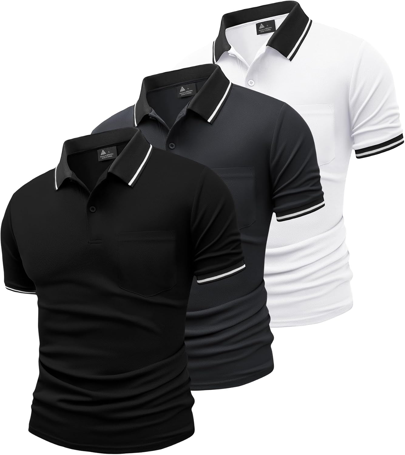 Thumbnail 6 de SwissWell 3 Pack Men’s Polo Shirts: Short Sleeve Breathable Outdoor Tees