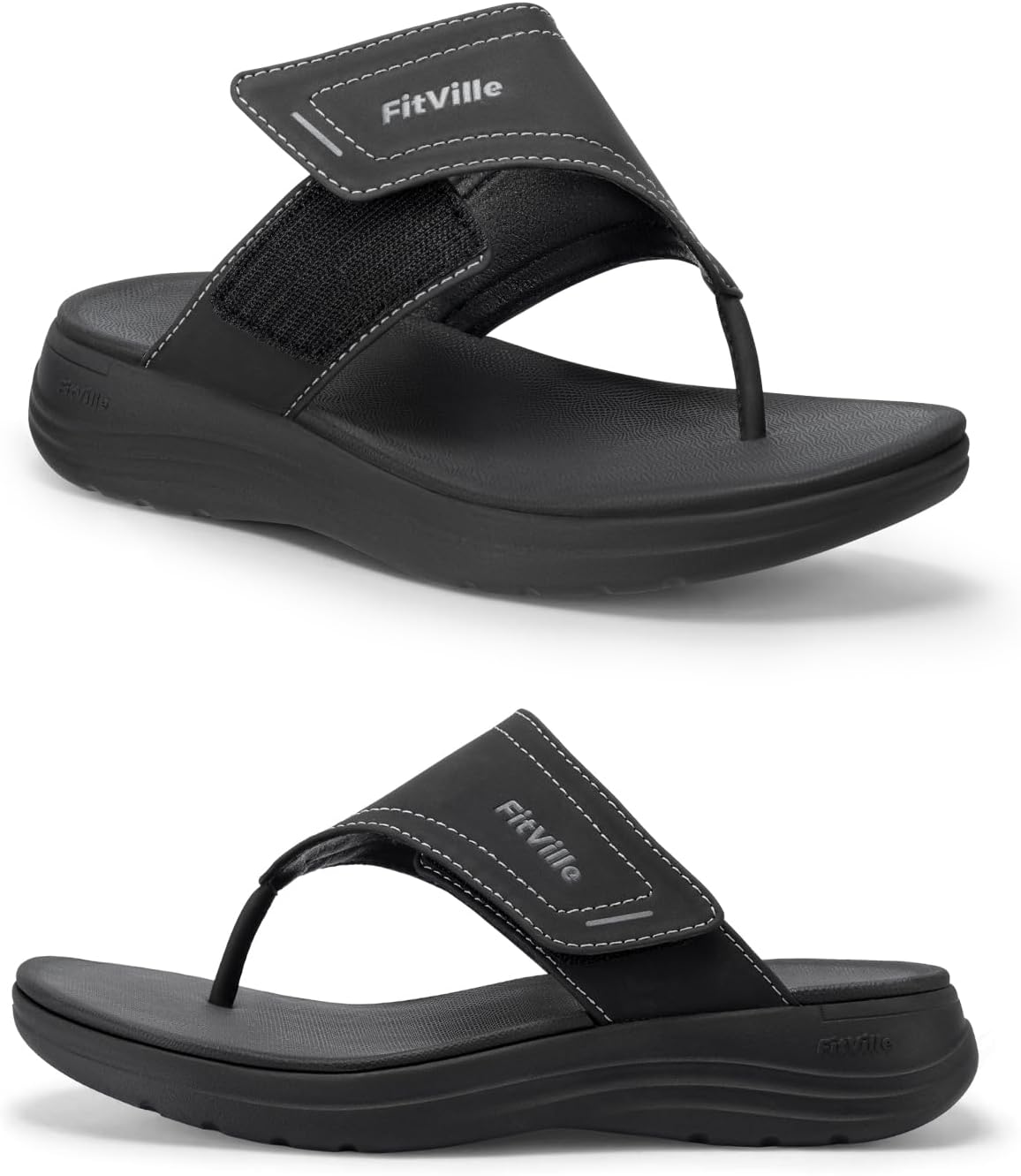 Thumbnail 6 de FitVille Women's Wide Fit Flip Flops with Arch Support and Non-Slip Wedge Sole