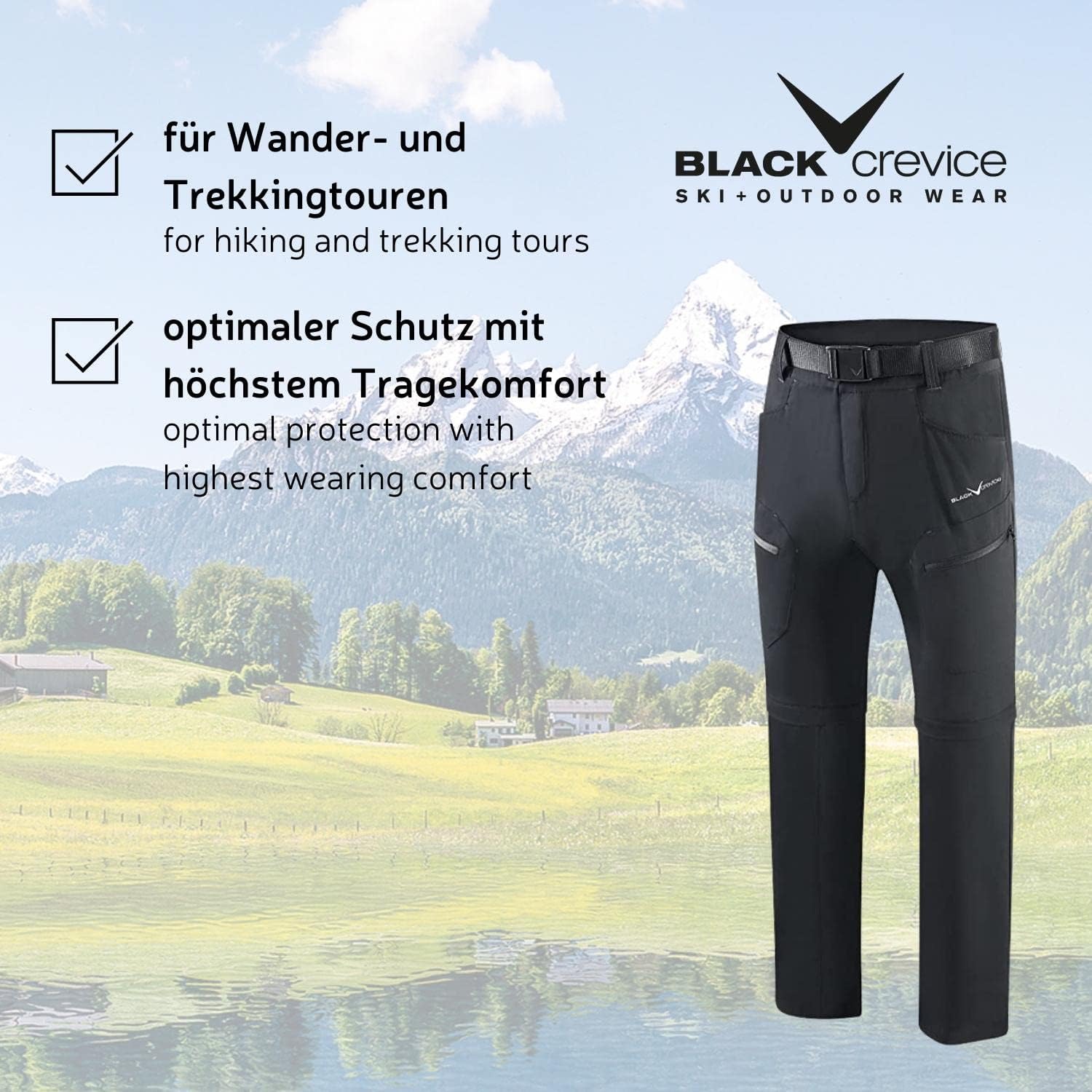 Detalle de Black Crevice Pantaloni da Trekking da Uomo con Zip Off Leg: comfort, traspiranti e versatili