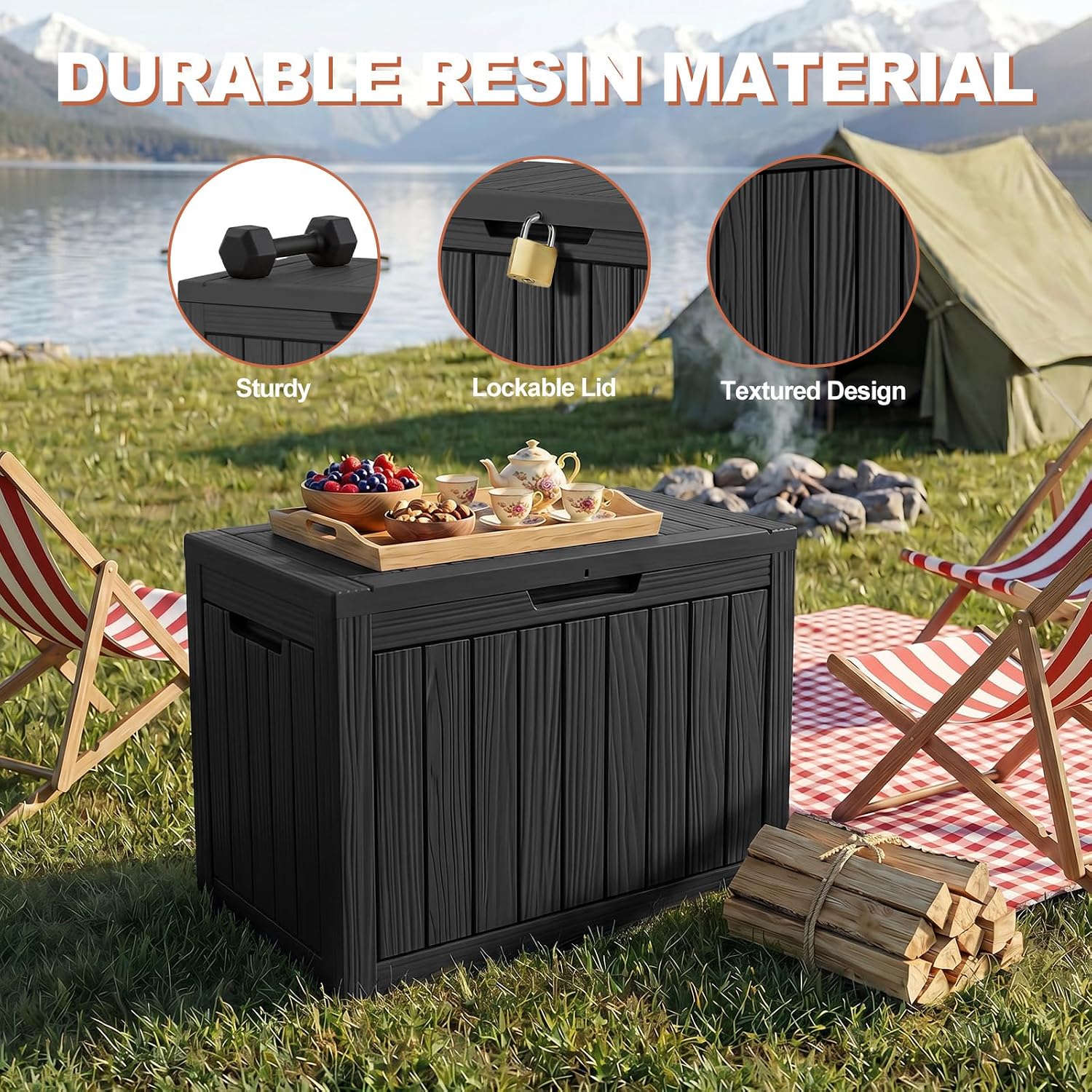 Thumbnail 2 de EFU A122A 75-Gallon Outdoor Storage Box, Waterproof UV-Resistant Resin, Black