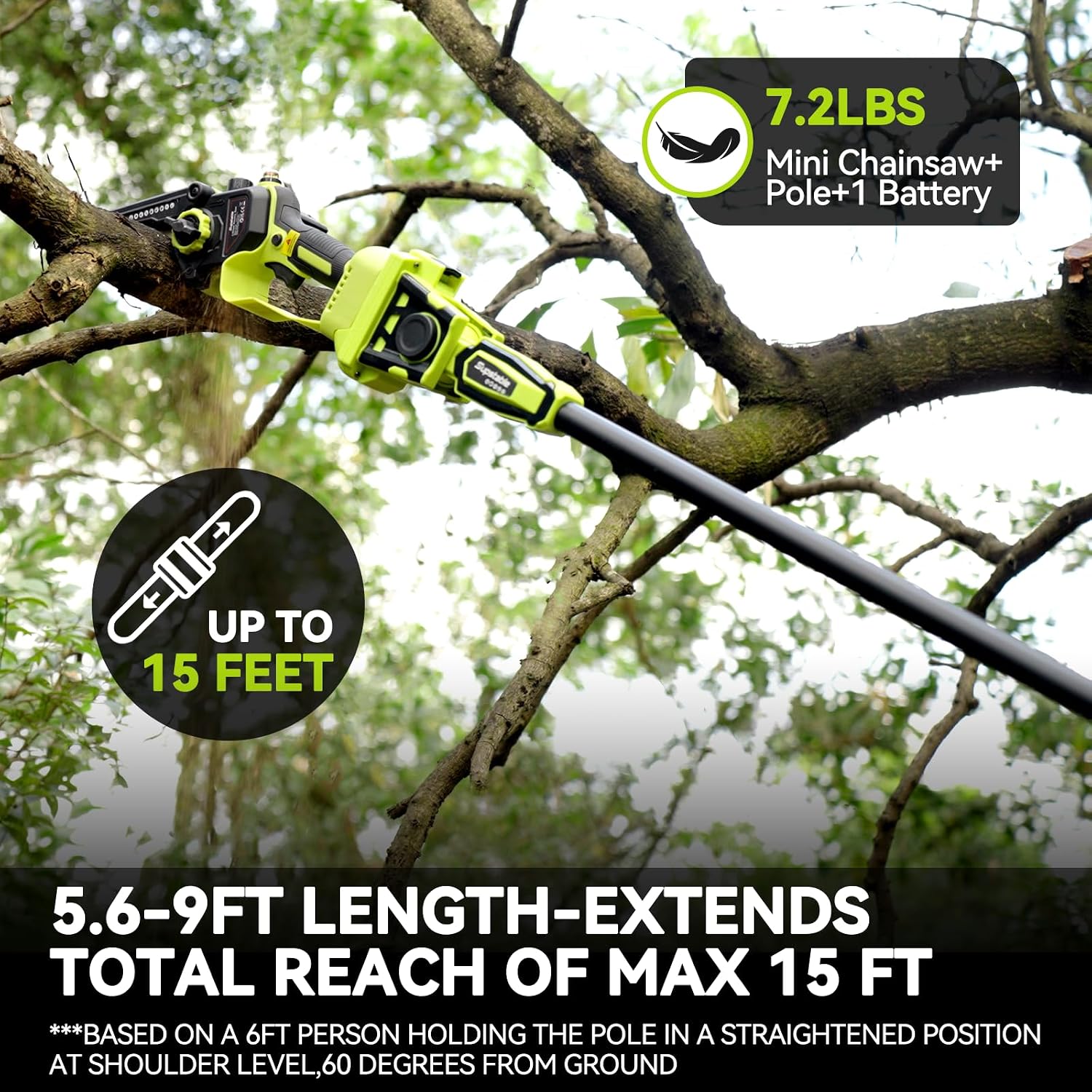 Detalle 2 de Supstable 2-in-1 Cordless Pole Saw 15 ft, 6" 🌳
