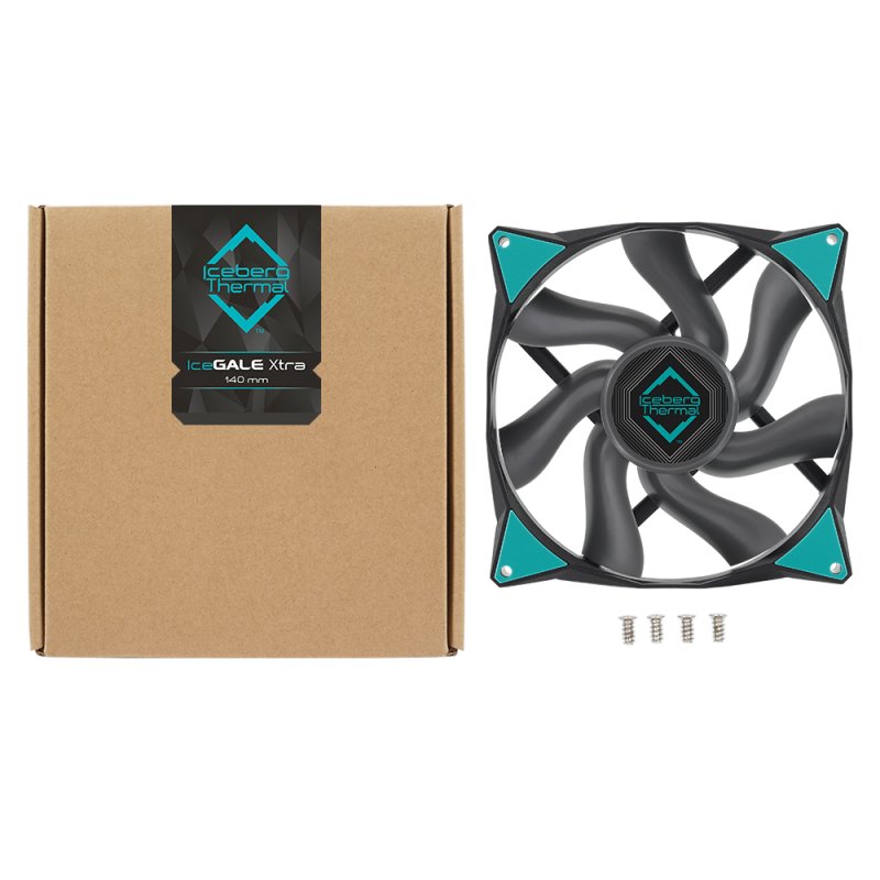Detalle de Iceberg Thermal IceGALE Xtra: ventilador suplementario de 140 mm para PC, con inicio/parada automático