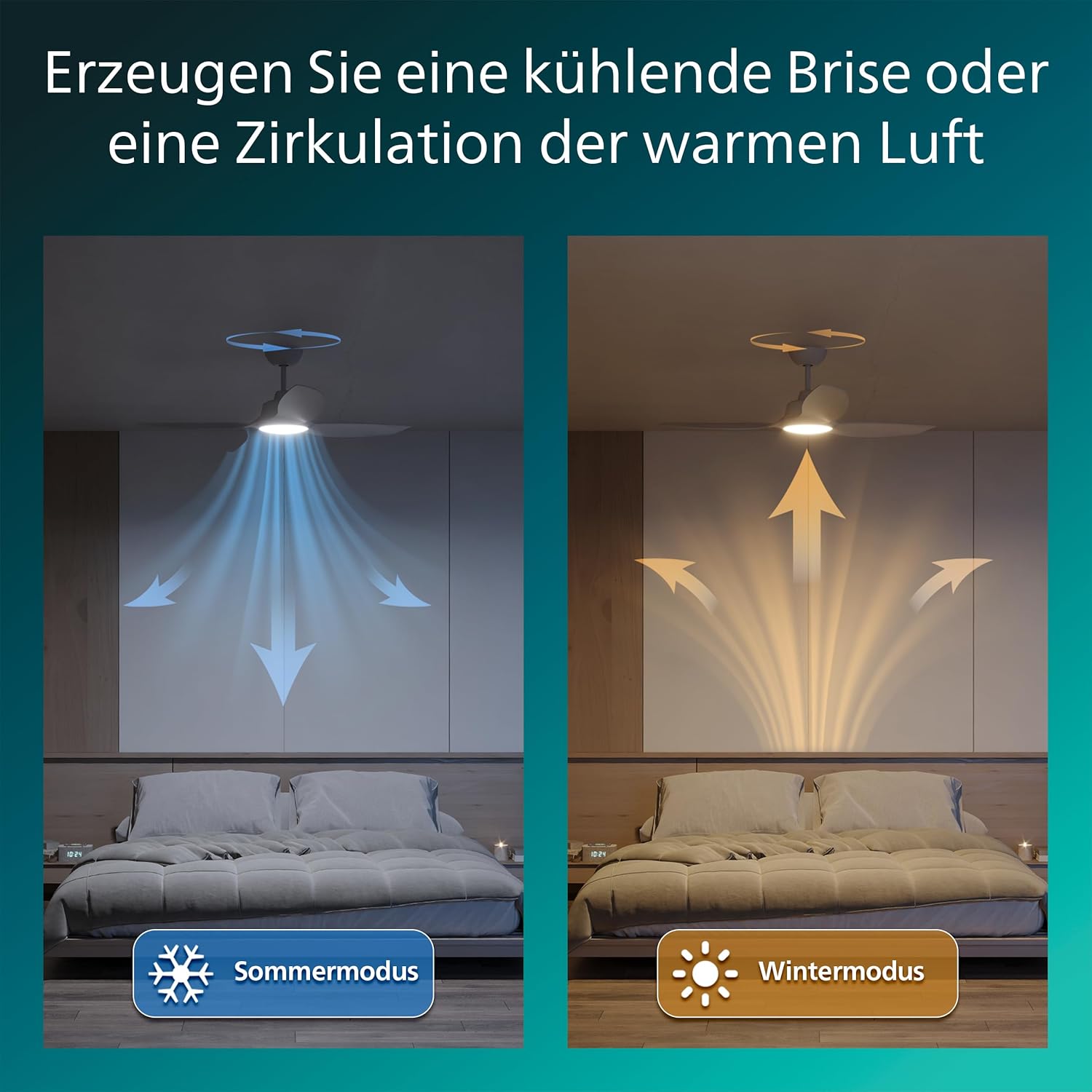 Thumbnail 4 de Philips Deckenventilator mit Fix-Flügeln und LED-Beleuchtung – 132 cm, 3 Flügel, 2650 Lumen, dimmbares Weißlicht 3000–6500 K