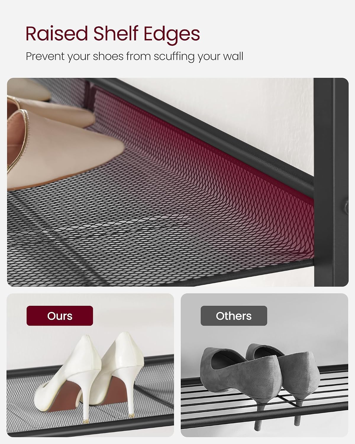 Thumbnail 6 de VASAGLE Dacey LBS040B01 4-Tier Shoe Rack, Adjustable Mesh Shelves