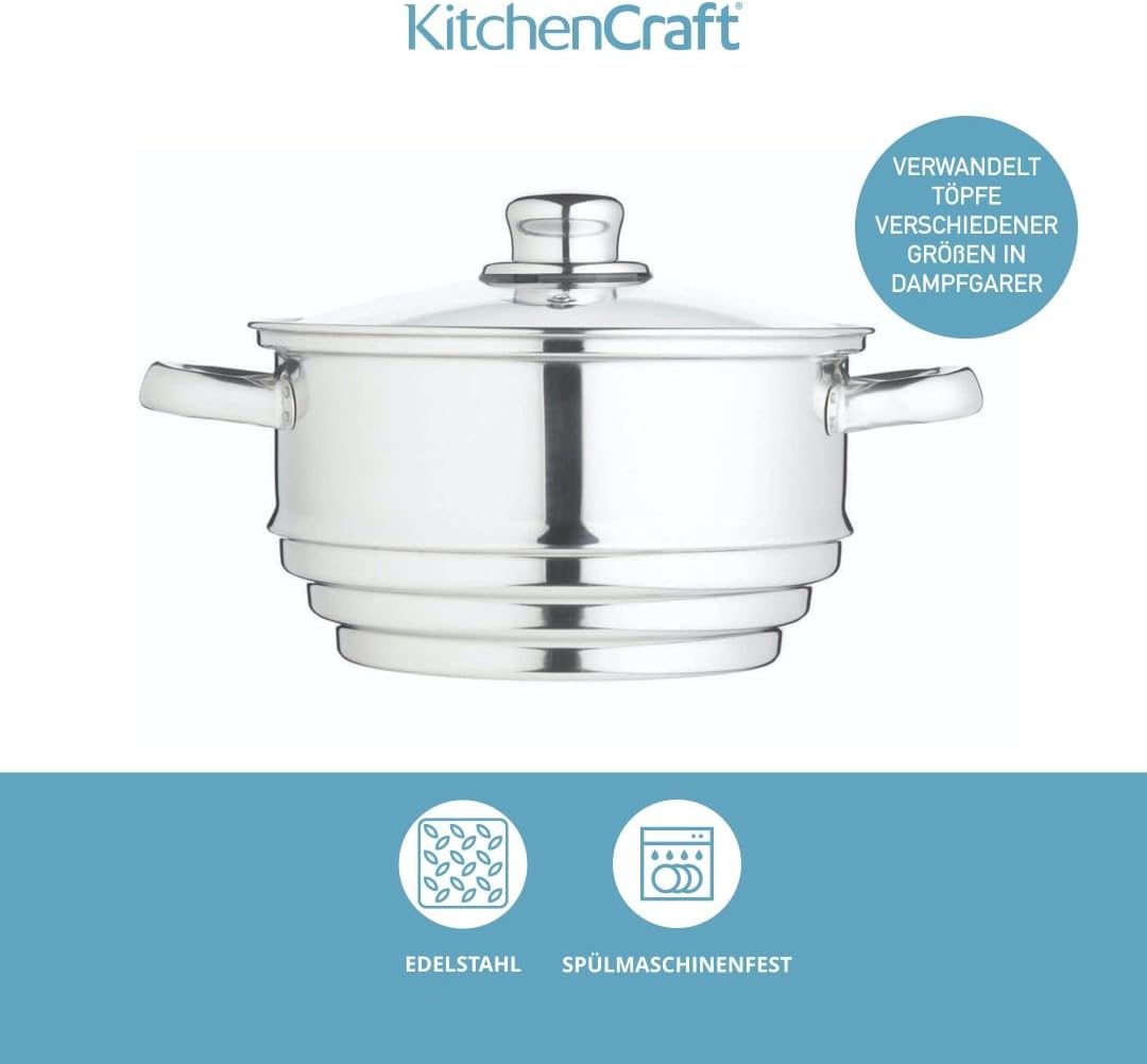 Thumbnail 2 de KitchenCraft Universaleinsatz Dampfgarer mit Deckel – stabiler Edelstahl, passt auf 16–20 cm Töpfe