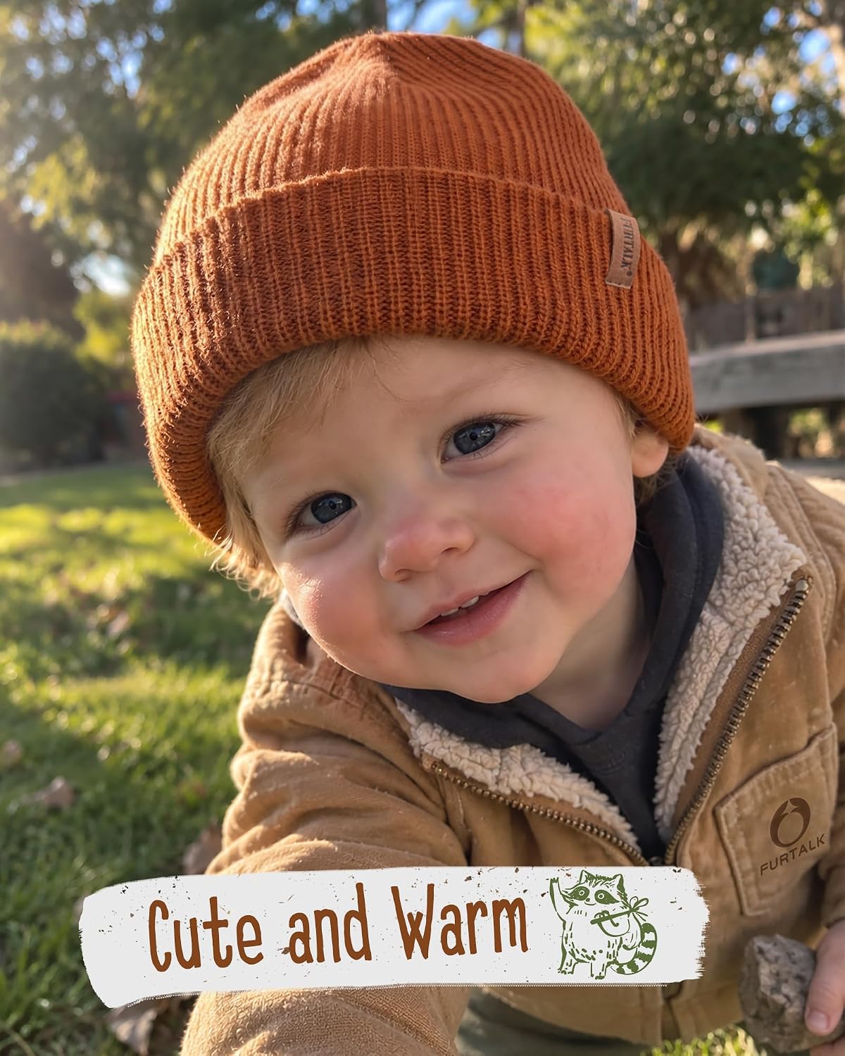 Thumbnail 2 de FURTALK Kids Knit Beanie, Double-Layer Acrylic, Stretchable Fit