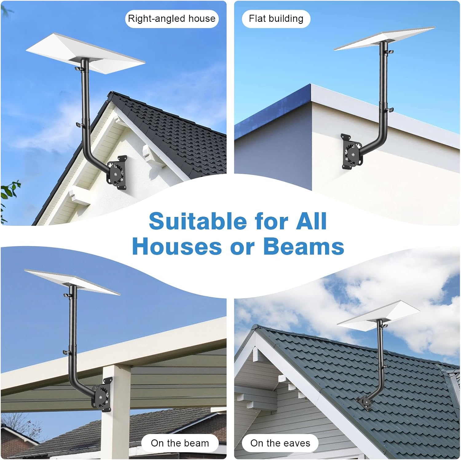 Thumbnail 6 de Starlink Mount with Extension-Adjust Angle Without Disassembly | Gen 3 Roof/Wall Mount (Black)