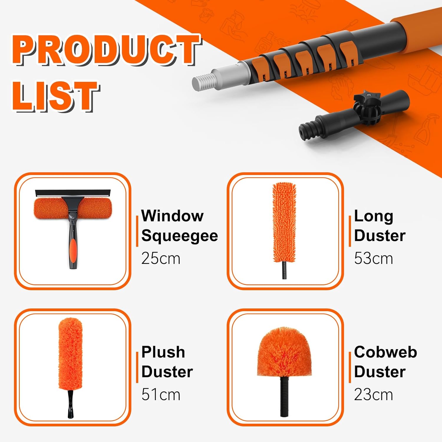 Thumbnail 1 de SISUPASSIE 7.2m Extendable Feather Duster Kit (1.5–7.2m) with Window Cleaning Attachments