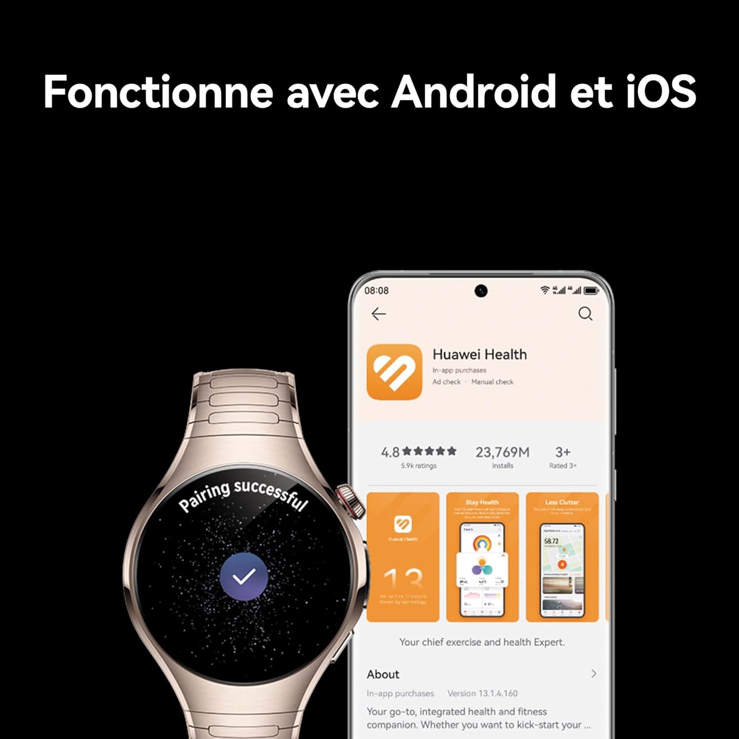 Thumbnail 6 de HUAWEI Watch 5 46 mm – montre connectée eSIM, ECG et capteur X-TAP avec Smart Gestures (noir)