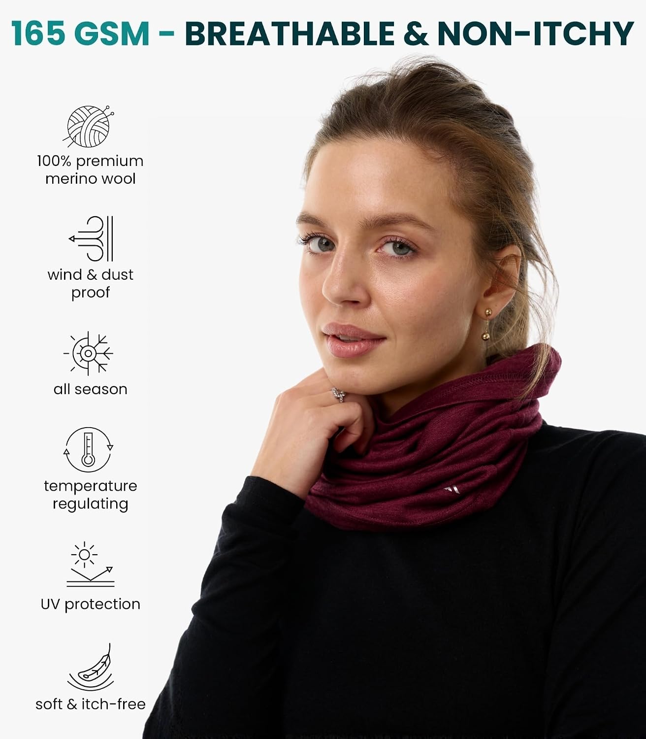 Detalle 2 de Merino.tech Merino Wool Neck Gaiter 17.5-Micron