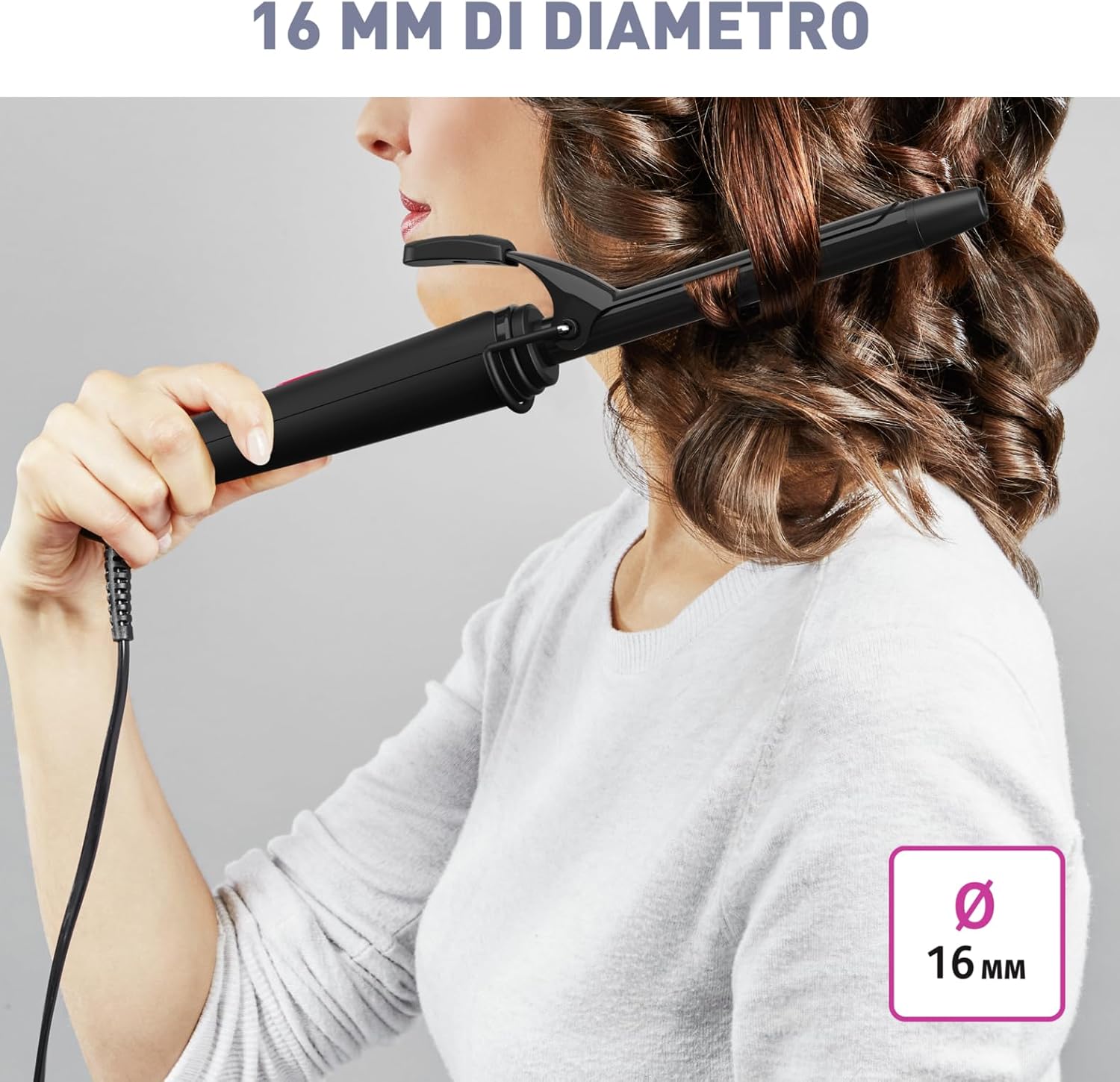 Detalle de Rowenta CF2119 Ferro Arricciacapelli 16 mm: riccioli solidi e delicati, rivestimento ceramico