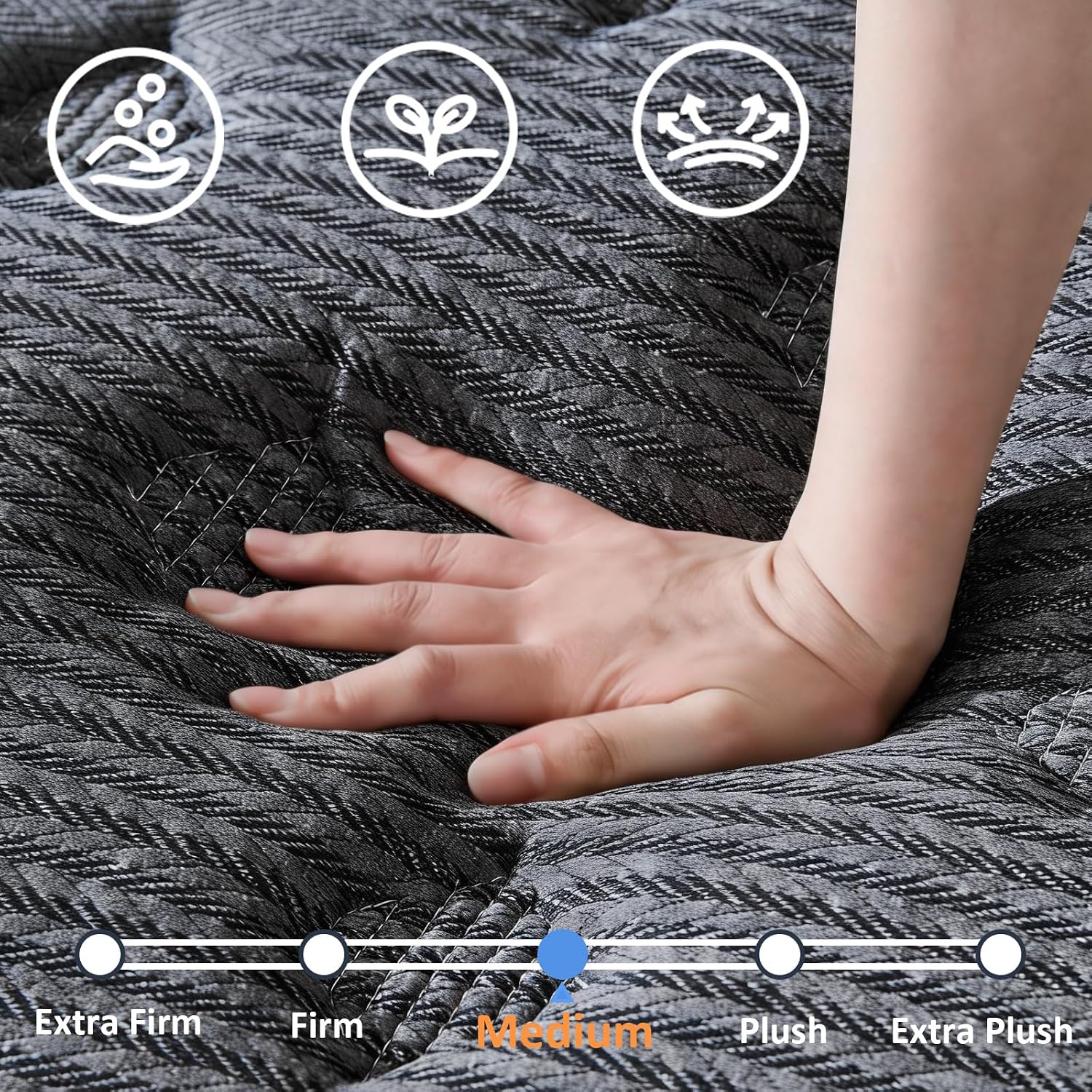 Detalle de Quarota 12-Inch Queen Hybrid Mattress, Medium-Firm with Pocket Springs