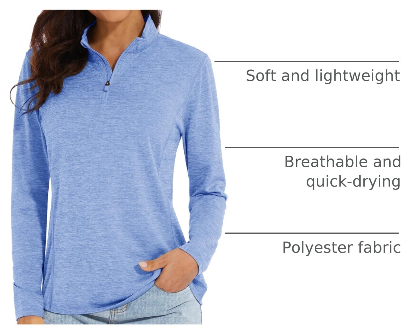 Detalle 2 de MAGCOMSEN Women’s UPF 50+ Sun Shirt Long Sleeve 1/4 Zip Pullover (Quick Dry)