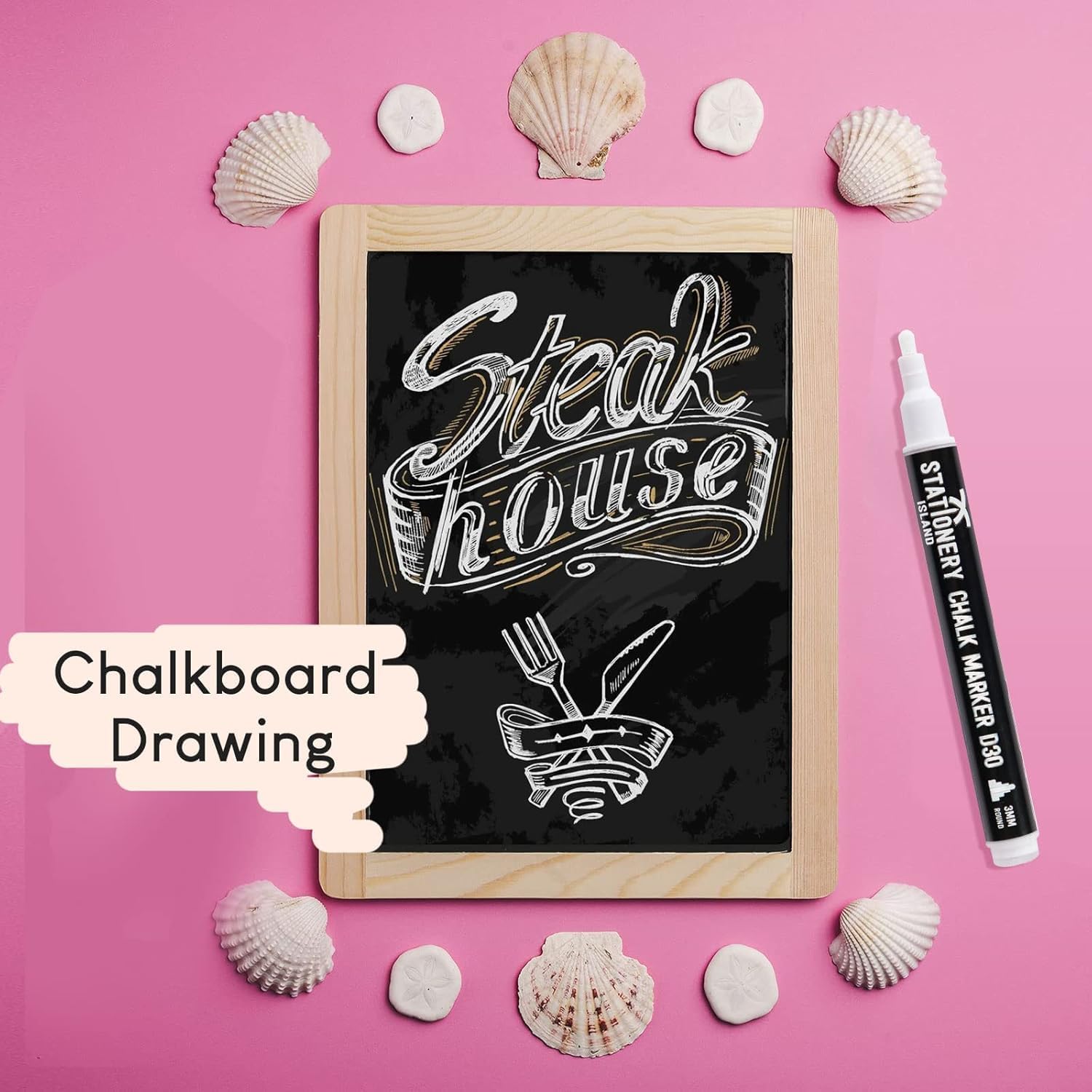 Thumbnail 4 de STATIONERY ISLAND Stylo Craie Pour Tableau Noir Effacable – Lot de 4, Blanc, pointe 3 mm
