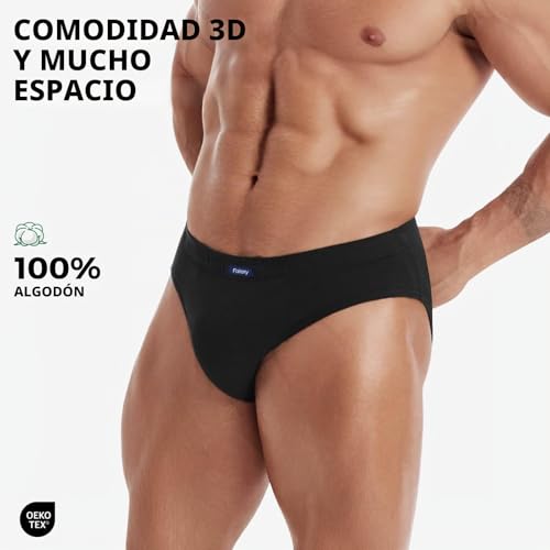 Detalle de FALARY Calzoncillos hombre 100% algodón Pack 6 SLips negro XL