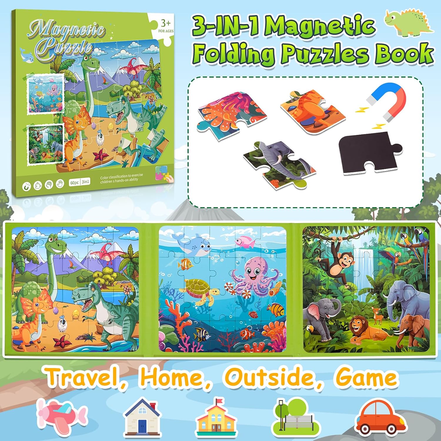 Detalle 2 de Dikence Magnetic Puzzles Travel Game 20pcs