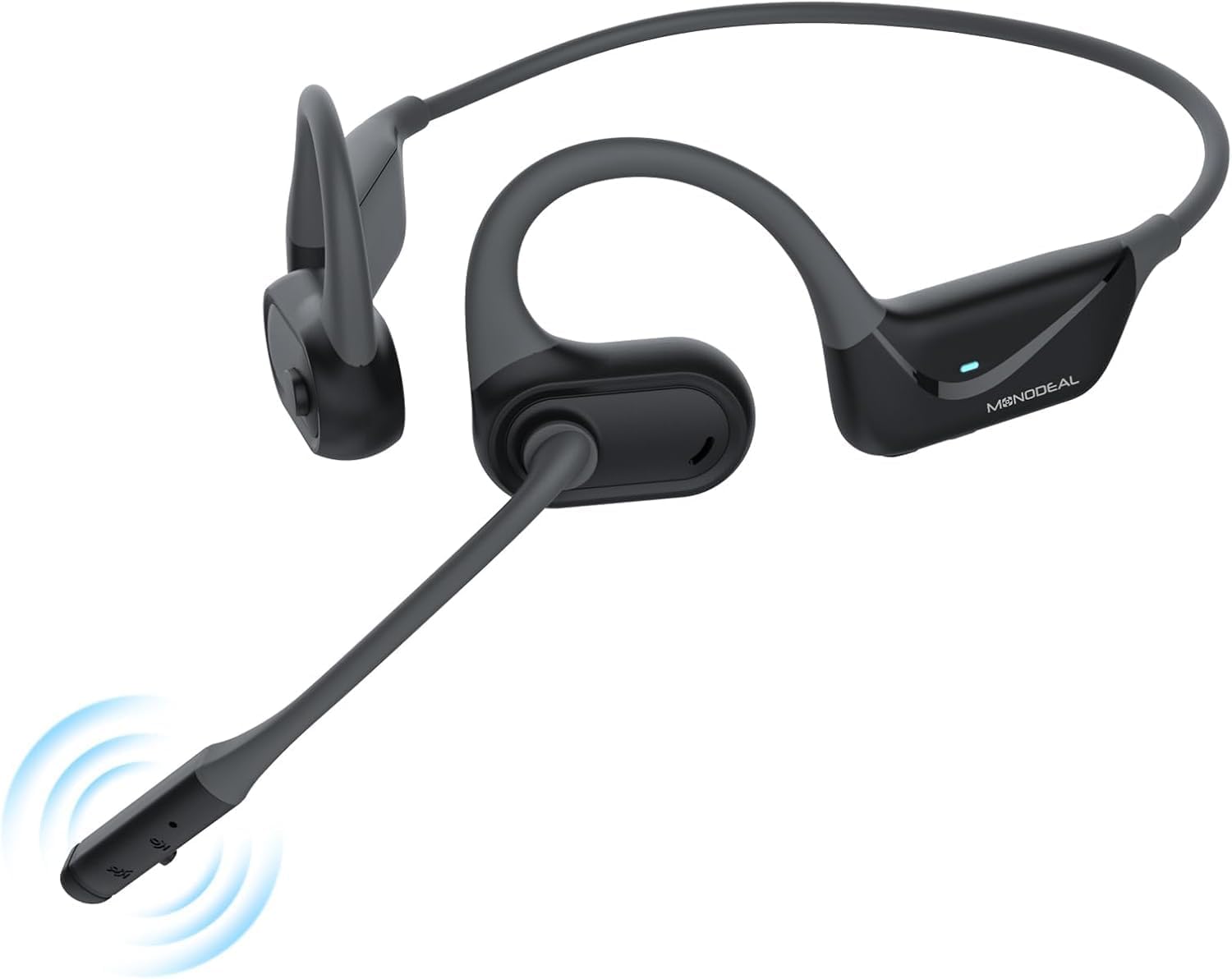 Detalle de Monodeal Open-Ear Bluetooth Headphones with Mic (Bone Conduction) — Lightweight headset for work, driving and workouts