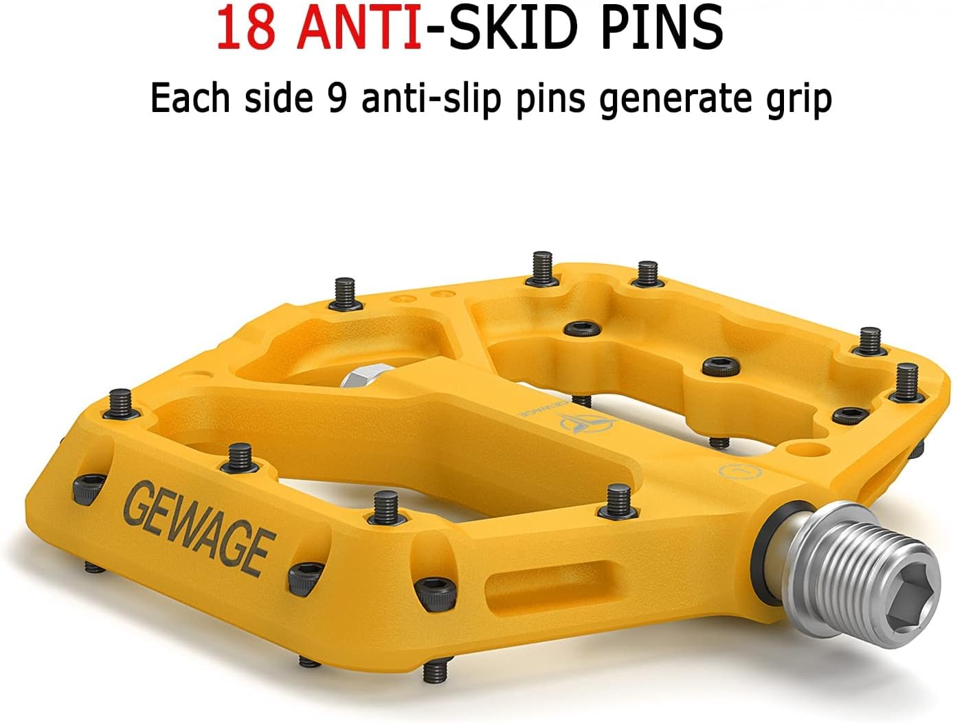 Thumbnail 2 de GEWAGE Pédales VTT plates antidérapantes 9/16" en nylon composite et acier CR-MO