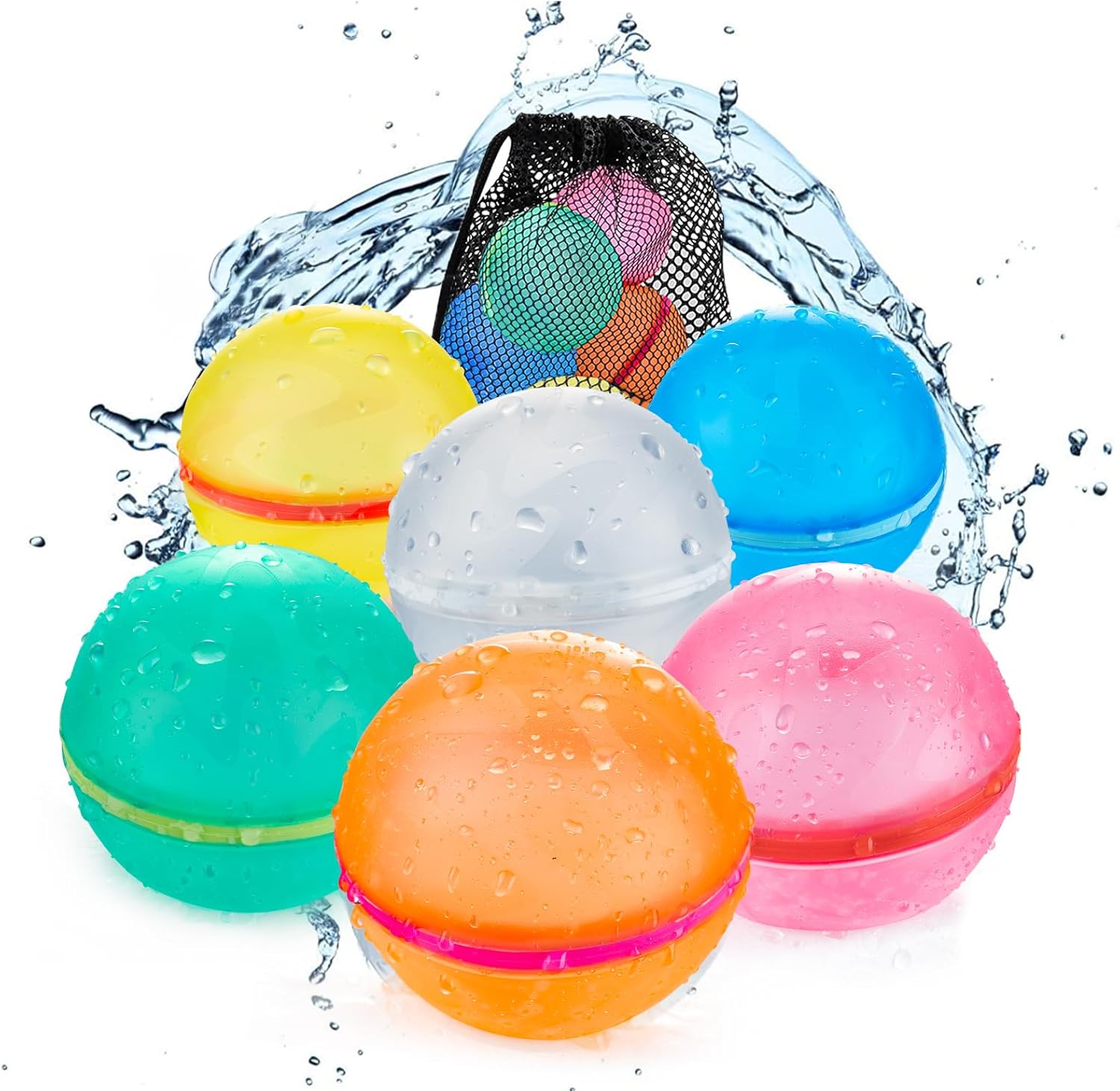 Detalle de Tizikcon 6 PCS Reusable Water Balloons – Magnetic, Self-Sealing Fill-and-Play Water Bombs for Summer Fun
