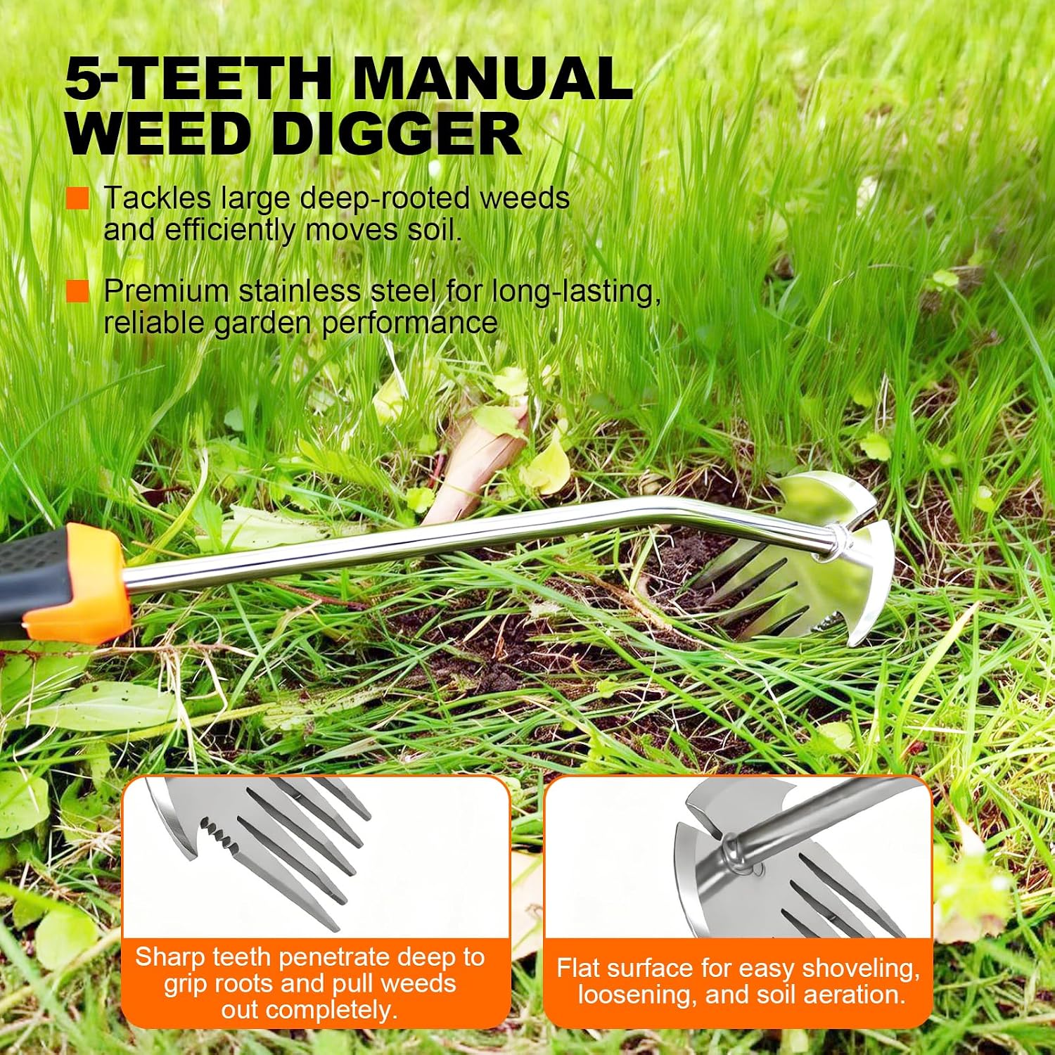 Detalle 2 de VIBINNO VI603T 3-Piece Garden Tool Set with Stainless Steel Heads
