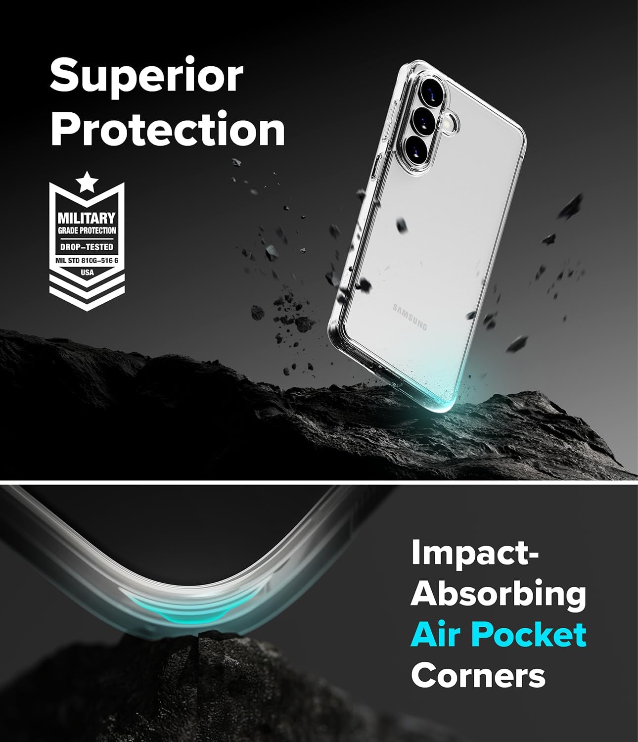 Detalle de Ringke Fusion Hülle für Samsung Galaxy S26 – transparente Rückseite, TPU-Rahmen, kratzfest