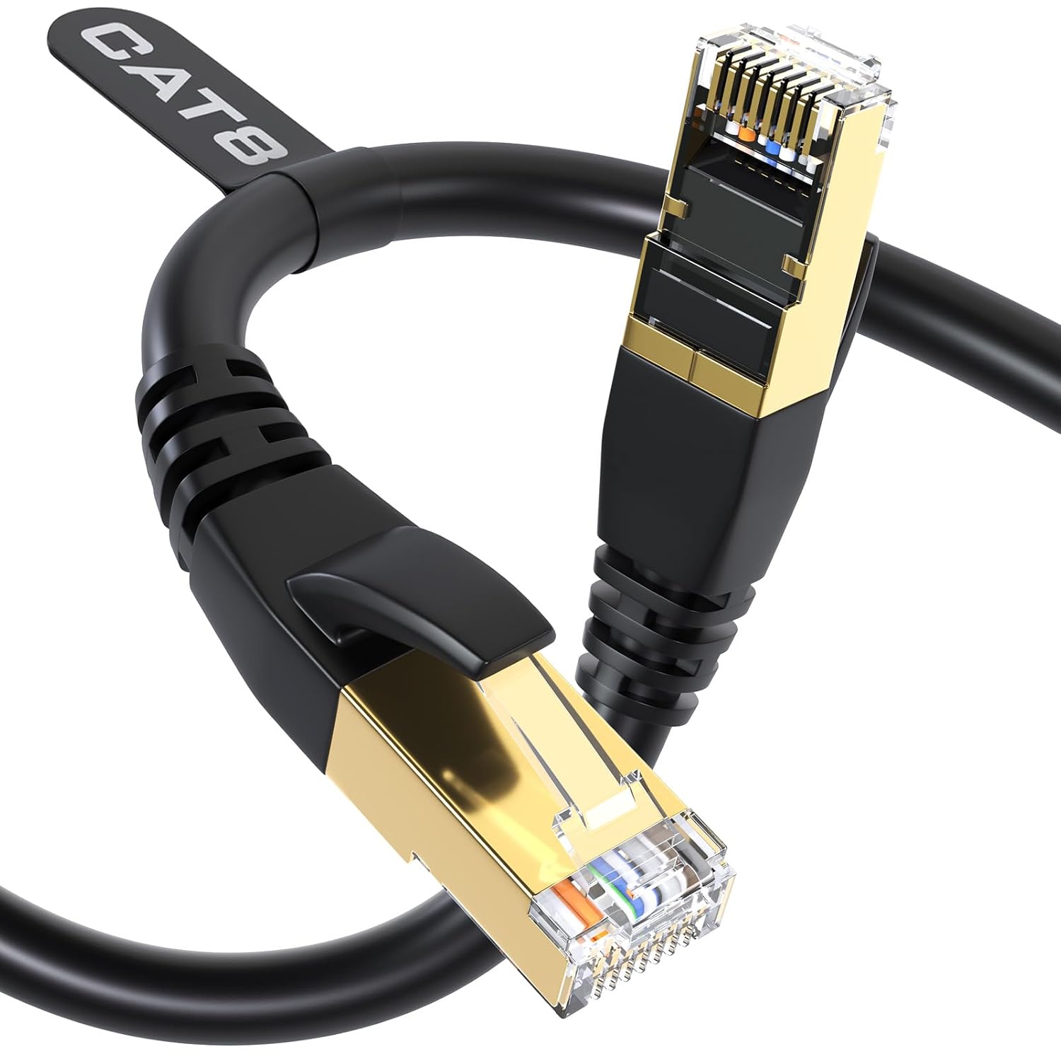 Detalle de DbillionDa cat8 6ft ethernet cable, Cat 8 RJ45, 40 Gbps, Weatherproof
