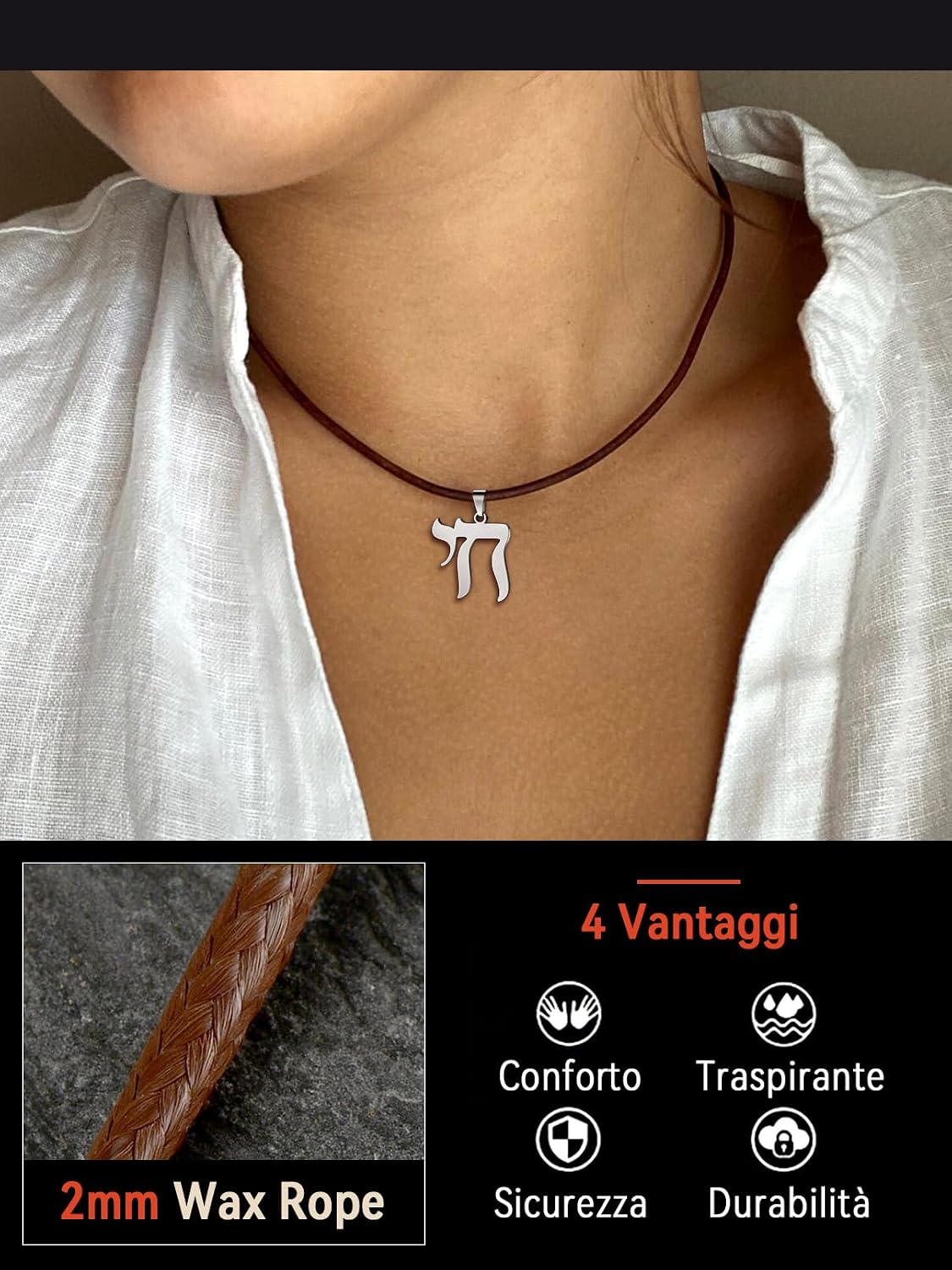 Thumbnail 1 de FaithHeart Collana Caucciu 2/3 mm