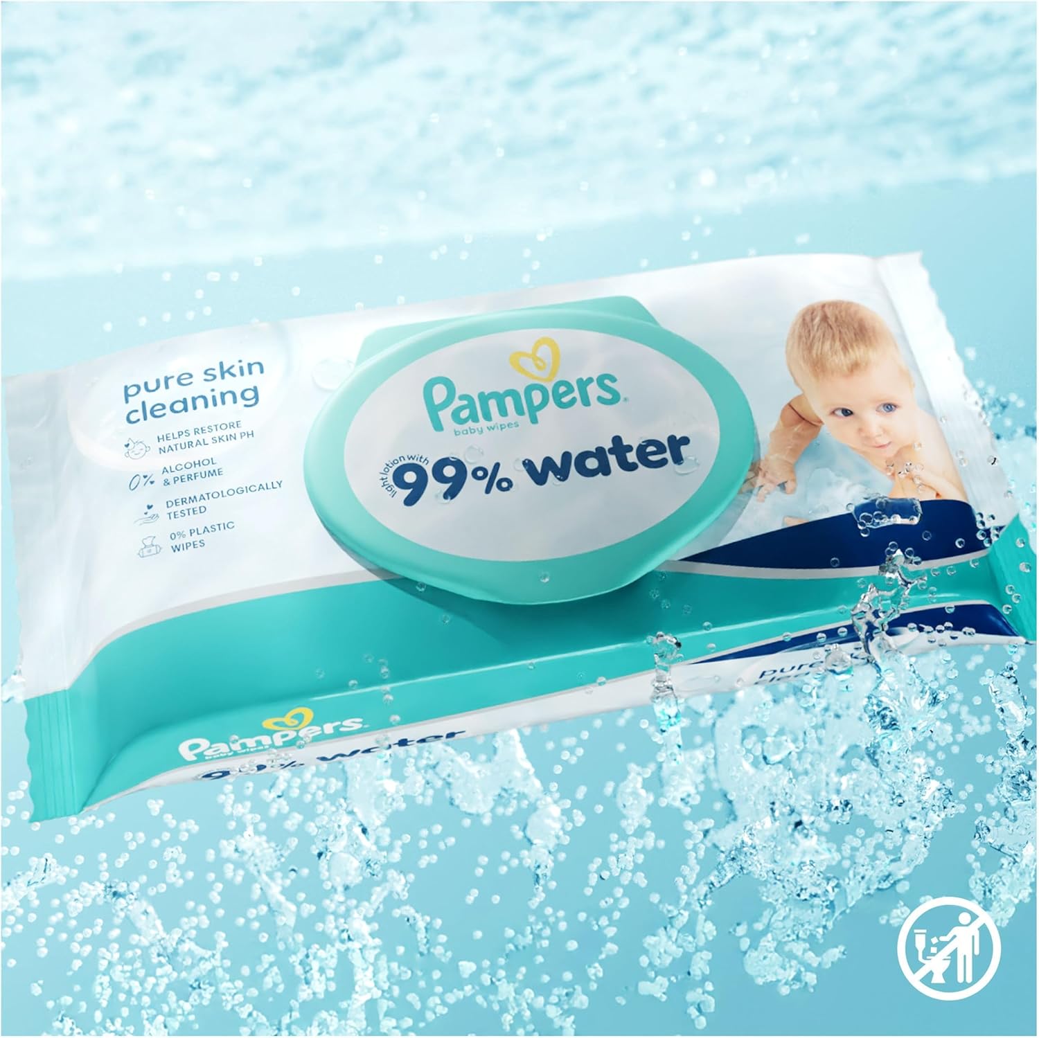 Thumbnail 1 de Pampers 99% Water Baby-Feuchttücher – 18 Packungen mit 60 Tüchern (1.080 Stück)