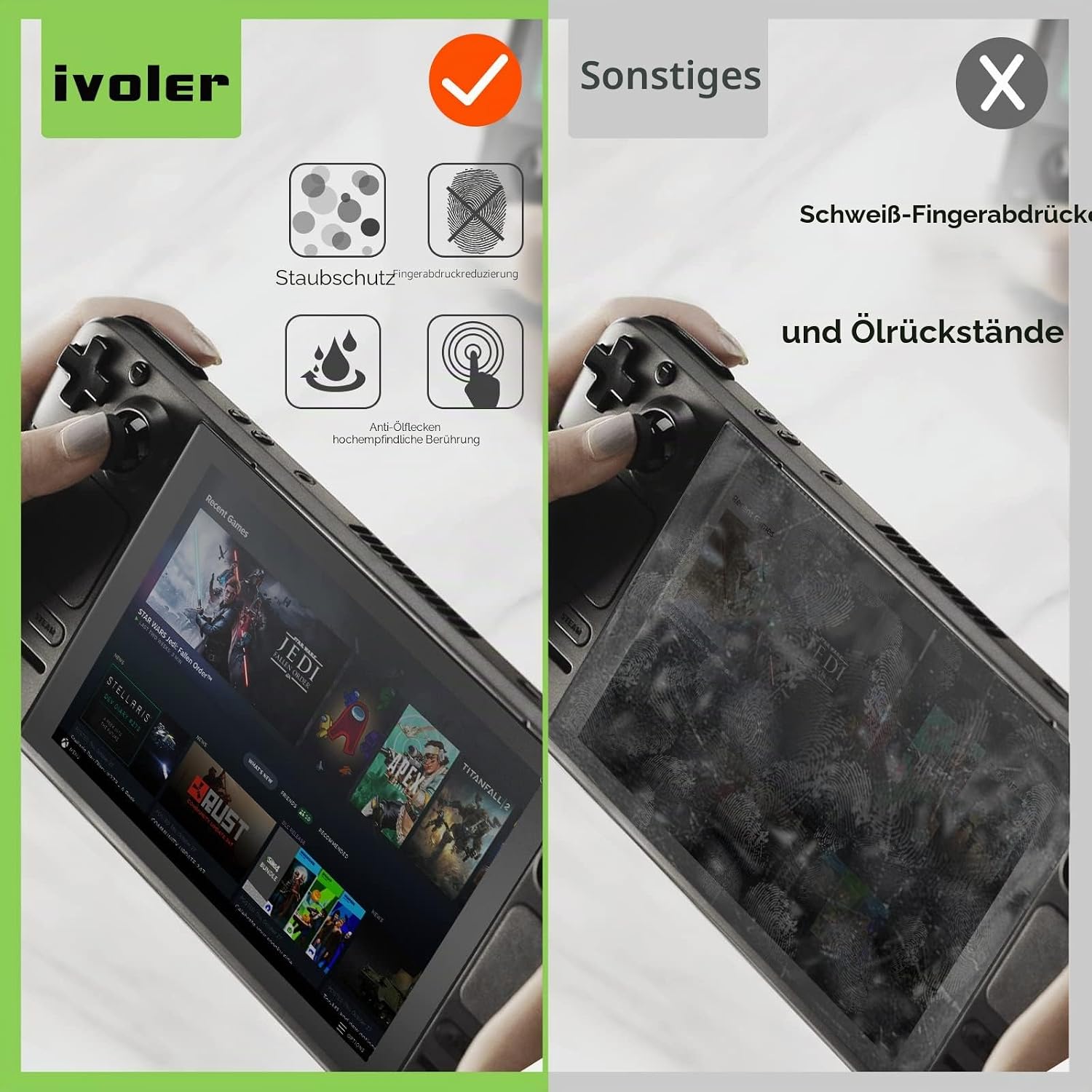 Thumbnail 4 de ivoler Matt Panzerglas für Steam Deck 2 Stück