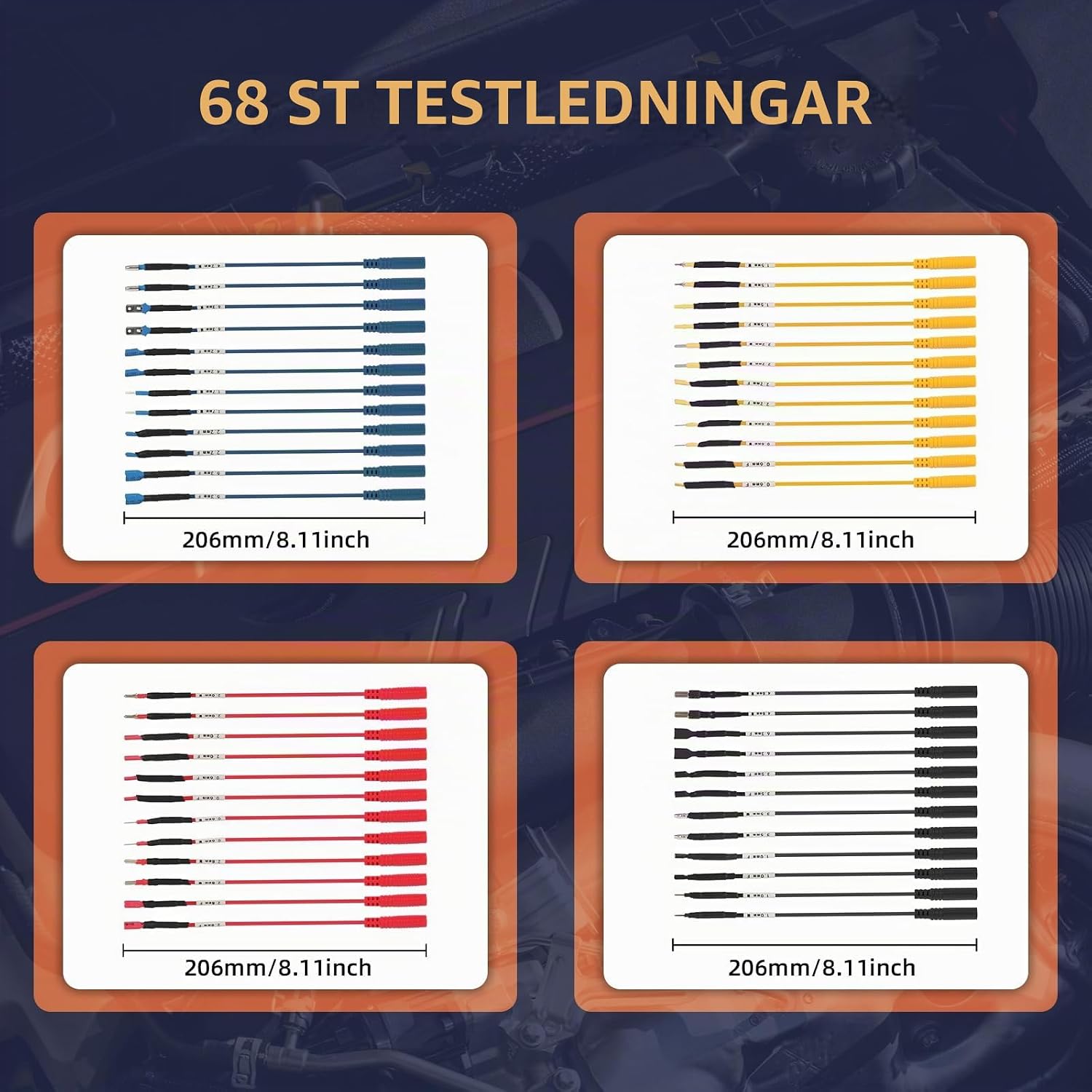 Detalle de LUTIFIX multimeterkabelsats för fordonsdiagnostik, 68 delar, 32 A/1000 V