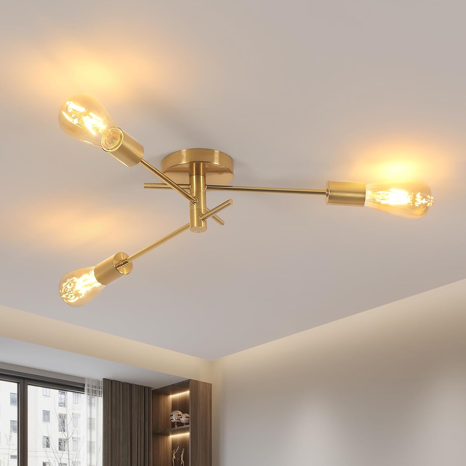 Detalle 2 de Riserva RVDE-52 Sputnik-taklampa i metall, 3 E27-ljuskällor, 180°