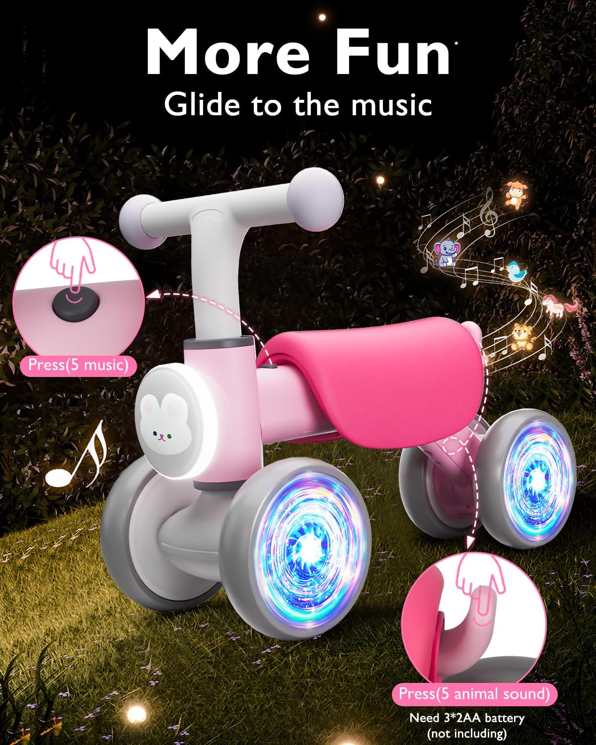 Detalle de Toddler Toys Balance Bike 4-Wheel Light Music
