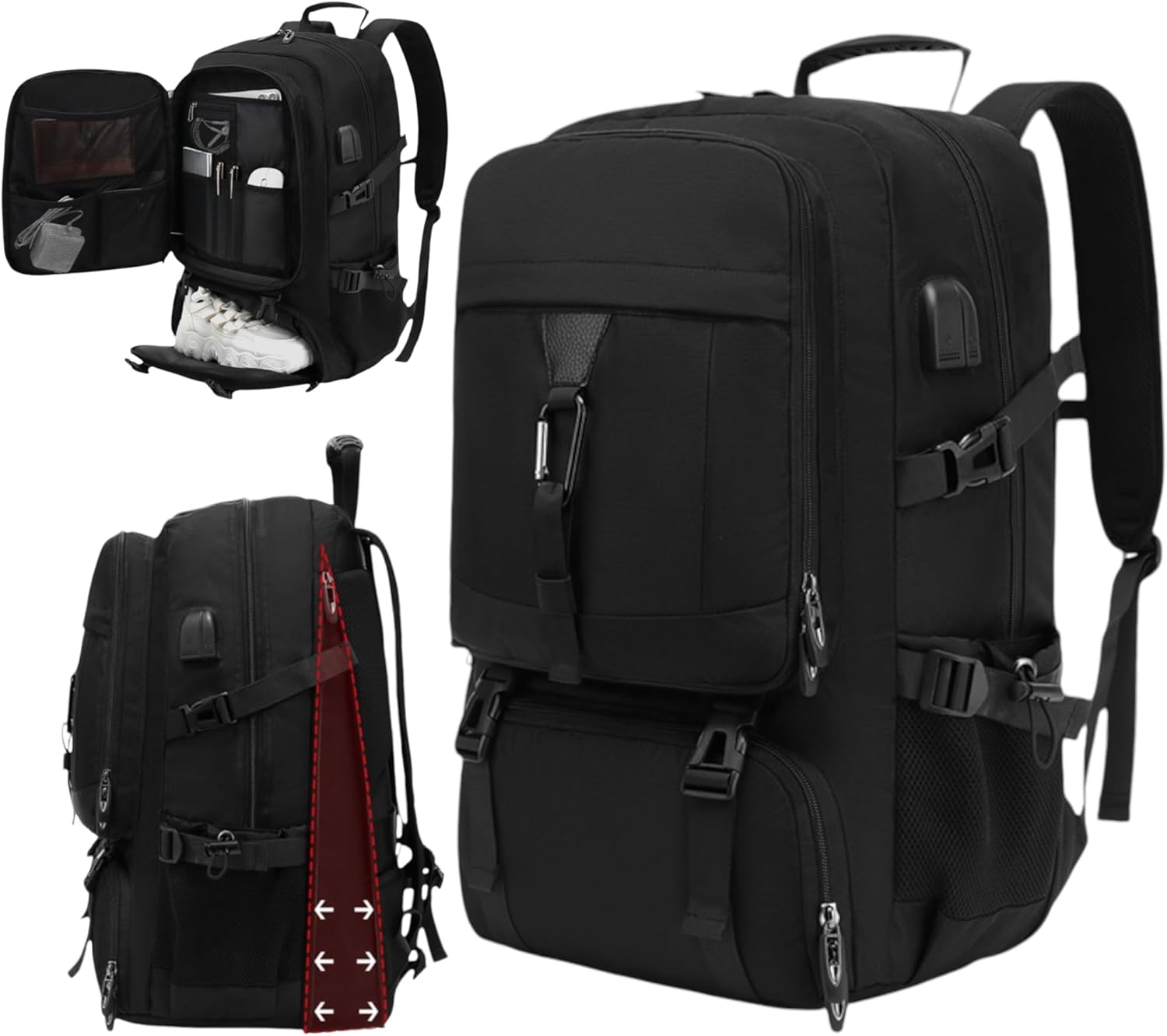 Thumbnail 3 de Mi Ko Mi Ka Mochila de Viaje Grande con compartimento para zapatos, USB y diseño antirrobo (2210)