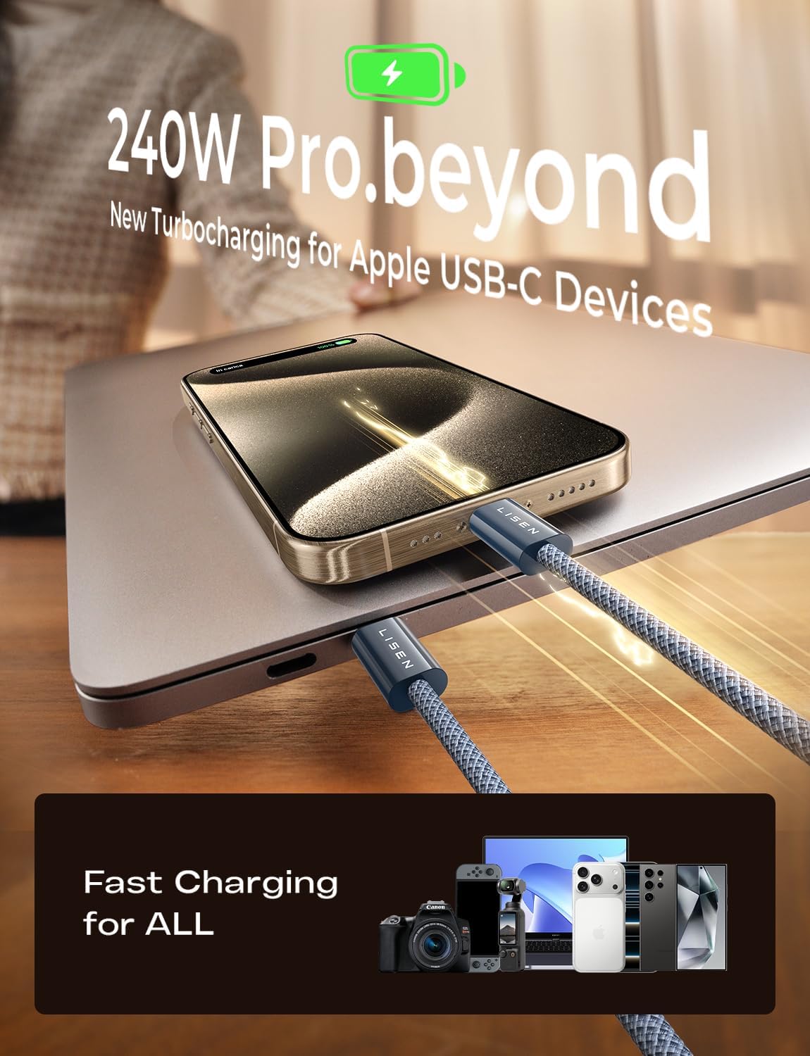 Detalle 2 de LISEN USB-C charging cable 240W