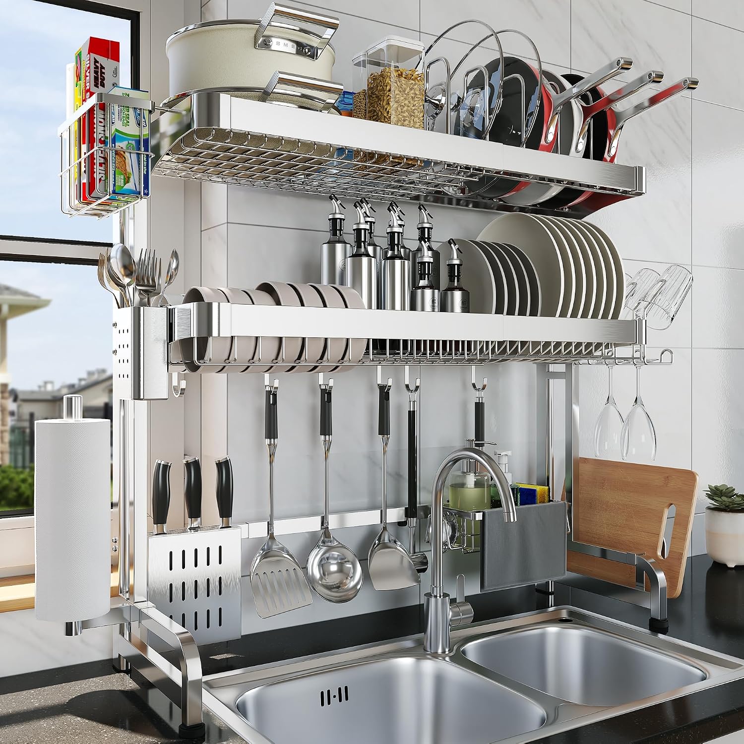Detalle de LIVOD 3-Tier Over-The-Sink Stainless Steel Dish Rack