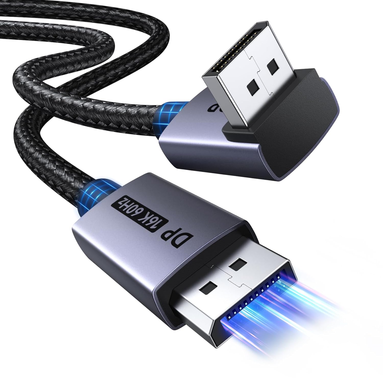 Detalle de UGREEN 16K Cavo DisplayPort 90° DP 2.1 – 16K@60Hz, 8K@120Hz, 80Gbps, alluminio intrecciato