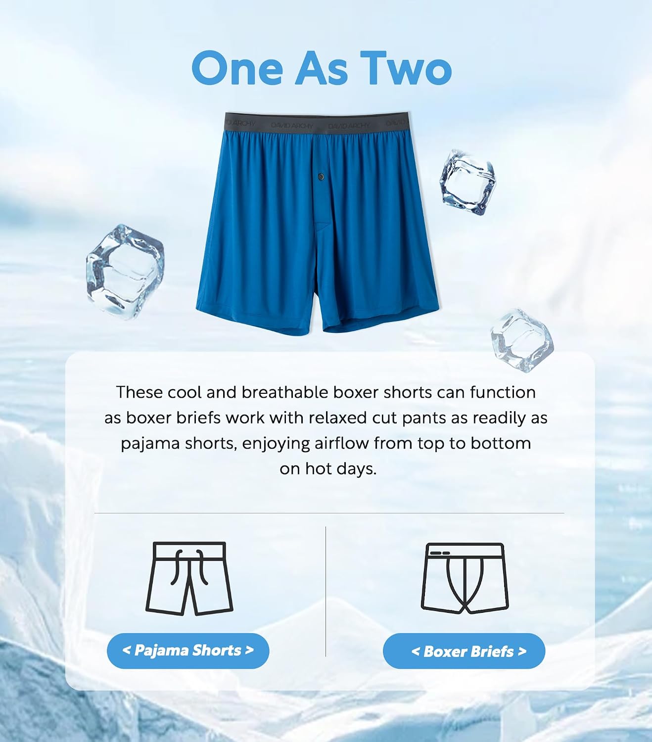 Detalle 2 de DAVID ARCHY Men's Bamboo Rayon Boxers: Breathable, Relaxed Fit with Button Fly (3/4/5 Pack)