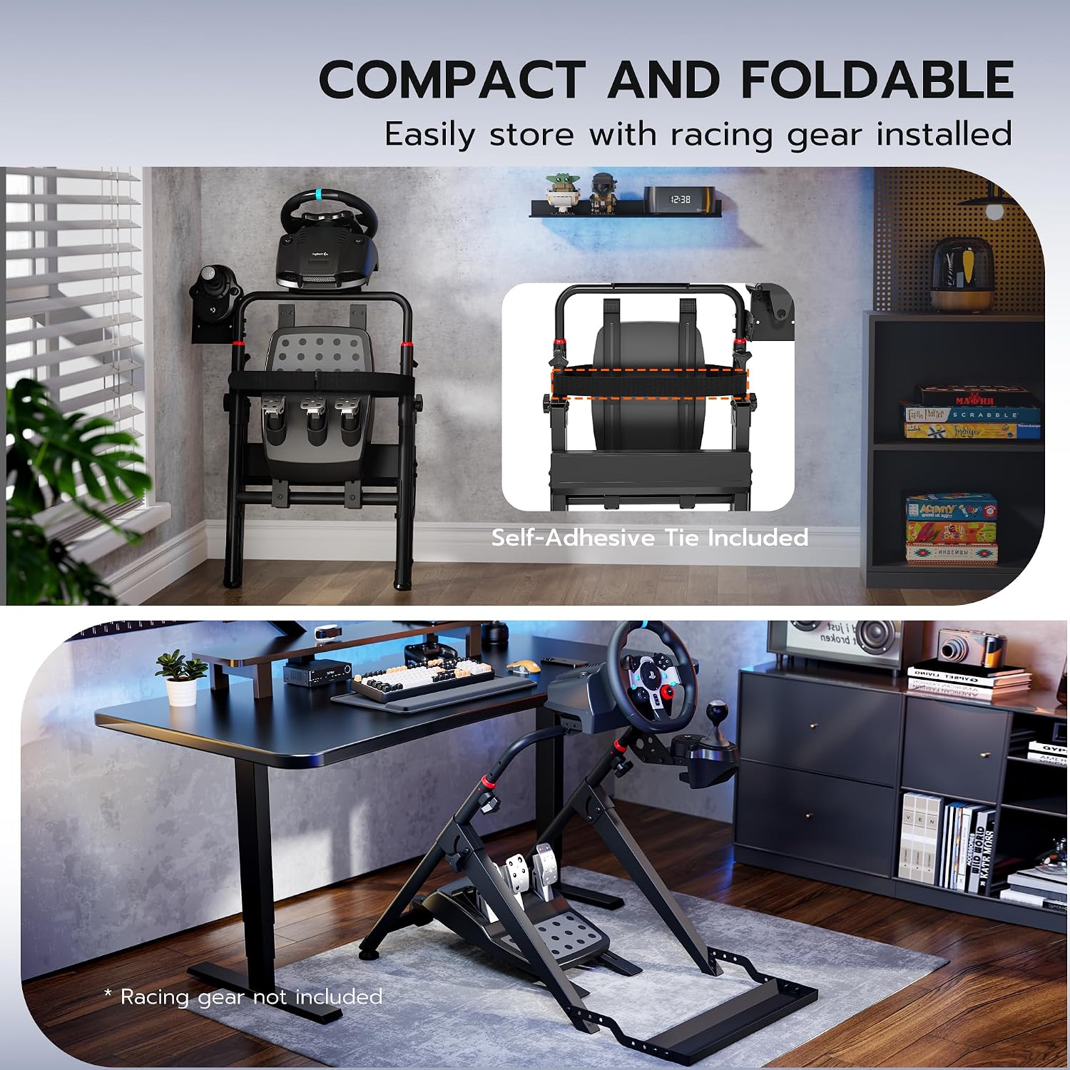 Detalle de ARES WING GRS1005BK-V6 Foldable Sim Racing Wheel Stand with Adjustable Mounts