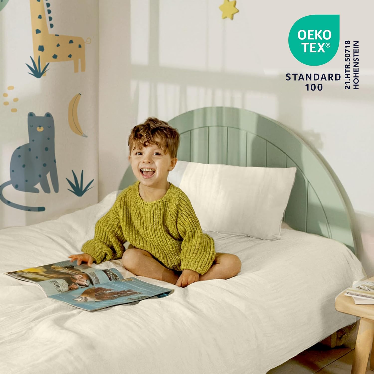 Thumbnail 4 de Dreamzie Kinderbettwäsche (100x135 cm) + Kissenbezug (40x60) aus Musselin, 100% Baumwolle – Oeko-TEX, atmungsaktiv & creme