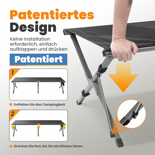Detalle 2 de Join Nature Feldbett Klappbar 210 x 80 x 60 cm – robustes Campingbett mit 200 kg Tragfähigkeit