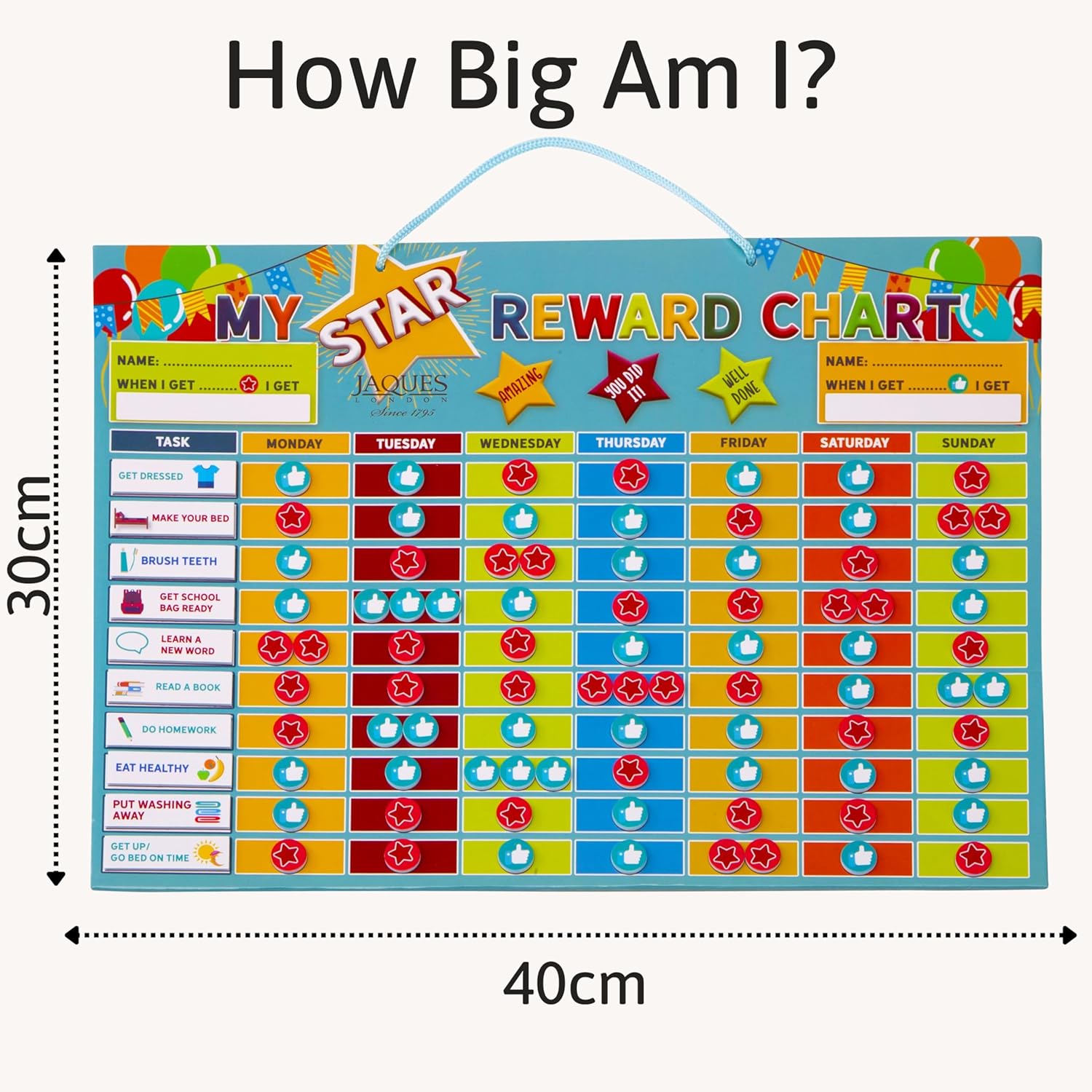 Detalle 2 de Jaques of London Large Magnetic Reward Chart for 2 Kids 🎲