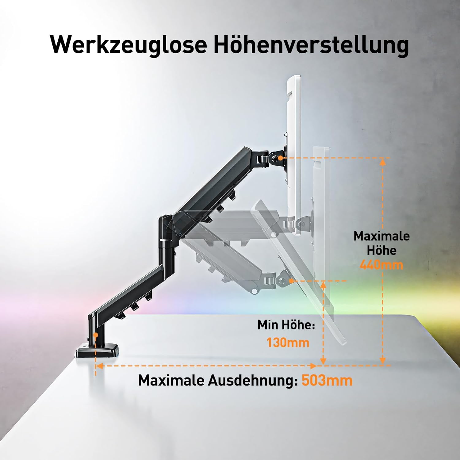 Thumbnail 3 de ELIVED Monitorhalterung EV6013B-DE – 13–32 Zoll, 2–9 kg, VESA 75/100 mm, Gasfeder