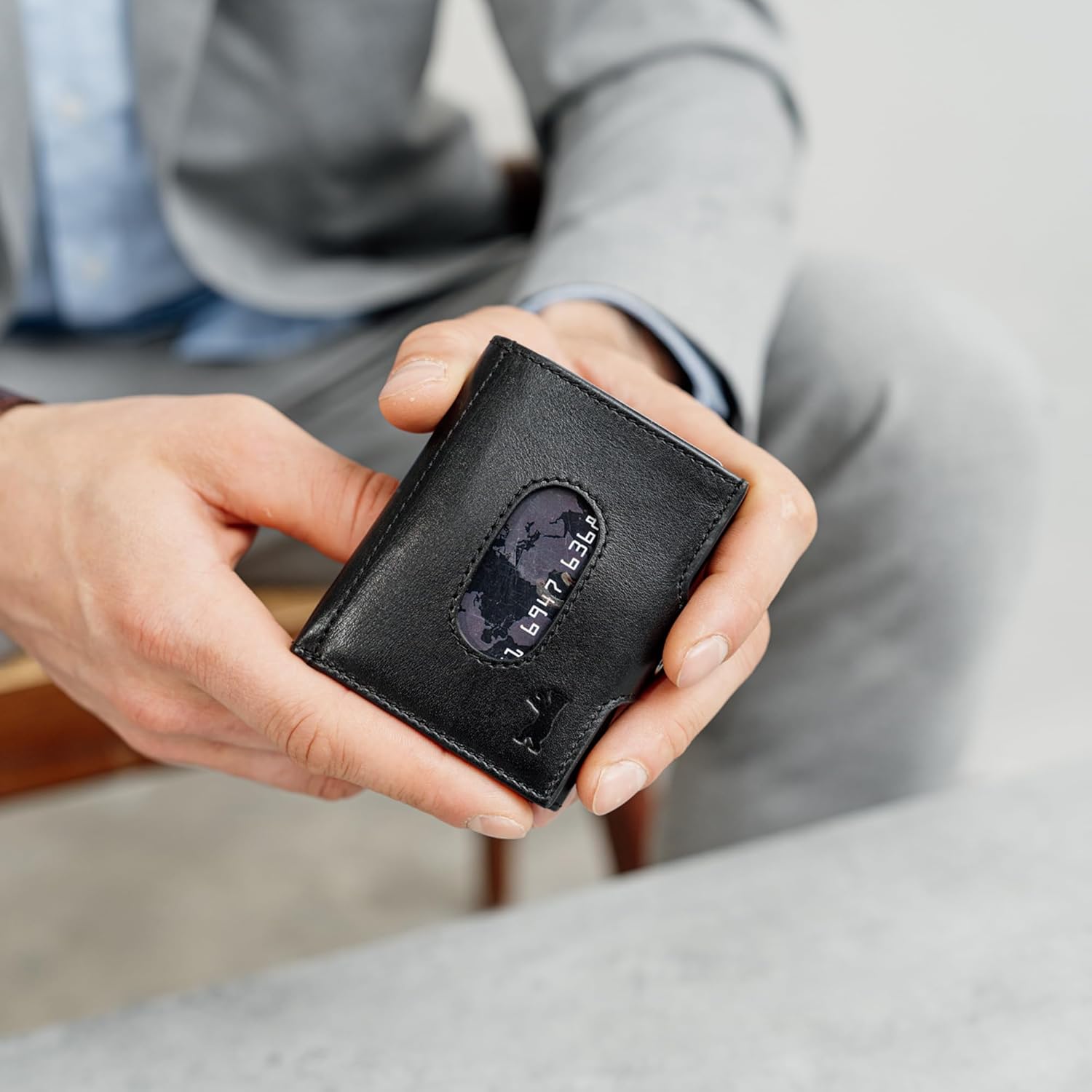 Thumbnail 1 de Berliner Bags Hamburg Portefeuille Slim en cuir avec protection RFID – mini portemonnaie compact noir
