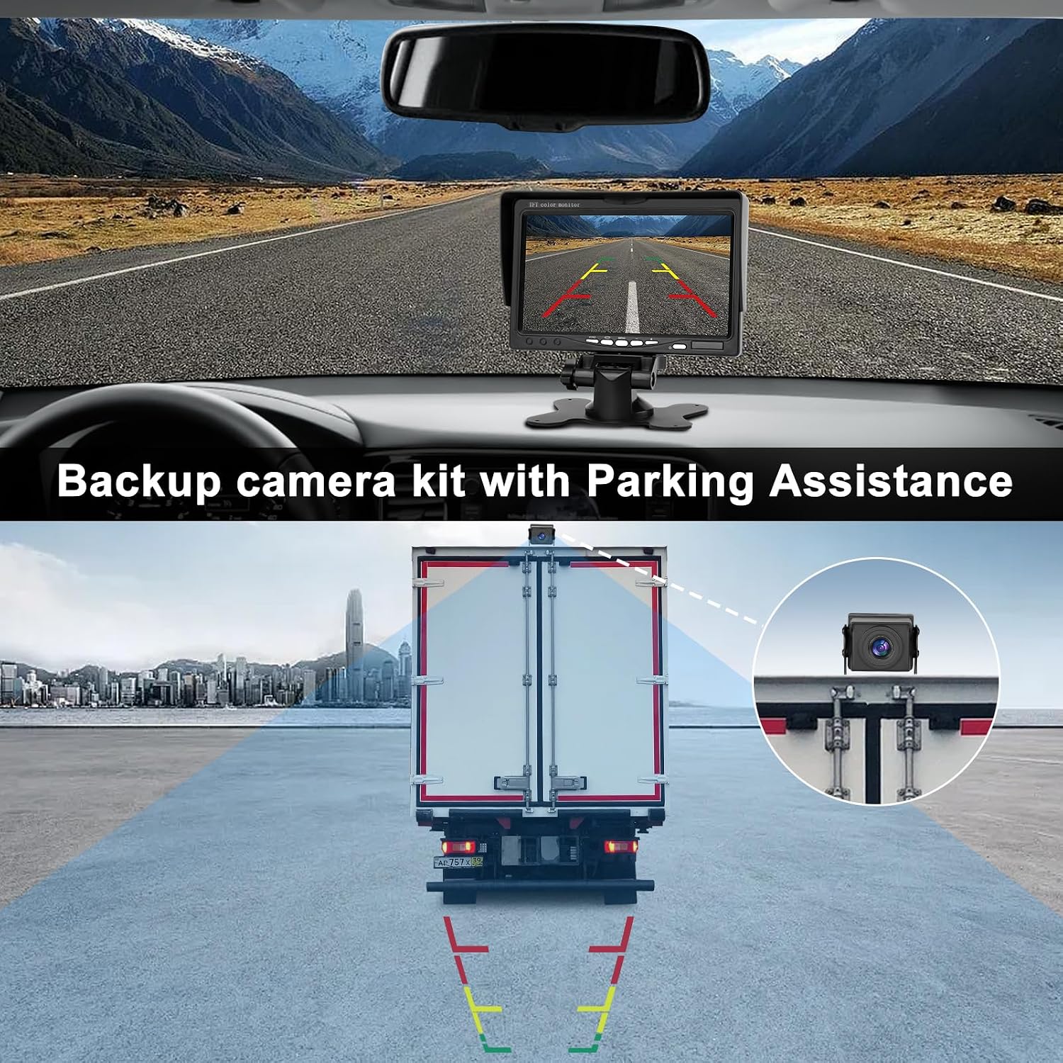Detalle 2 de Kairiyard Dual Backup Camera 7 Inch Monitor