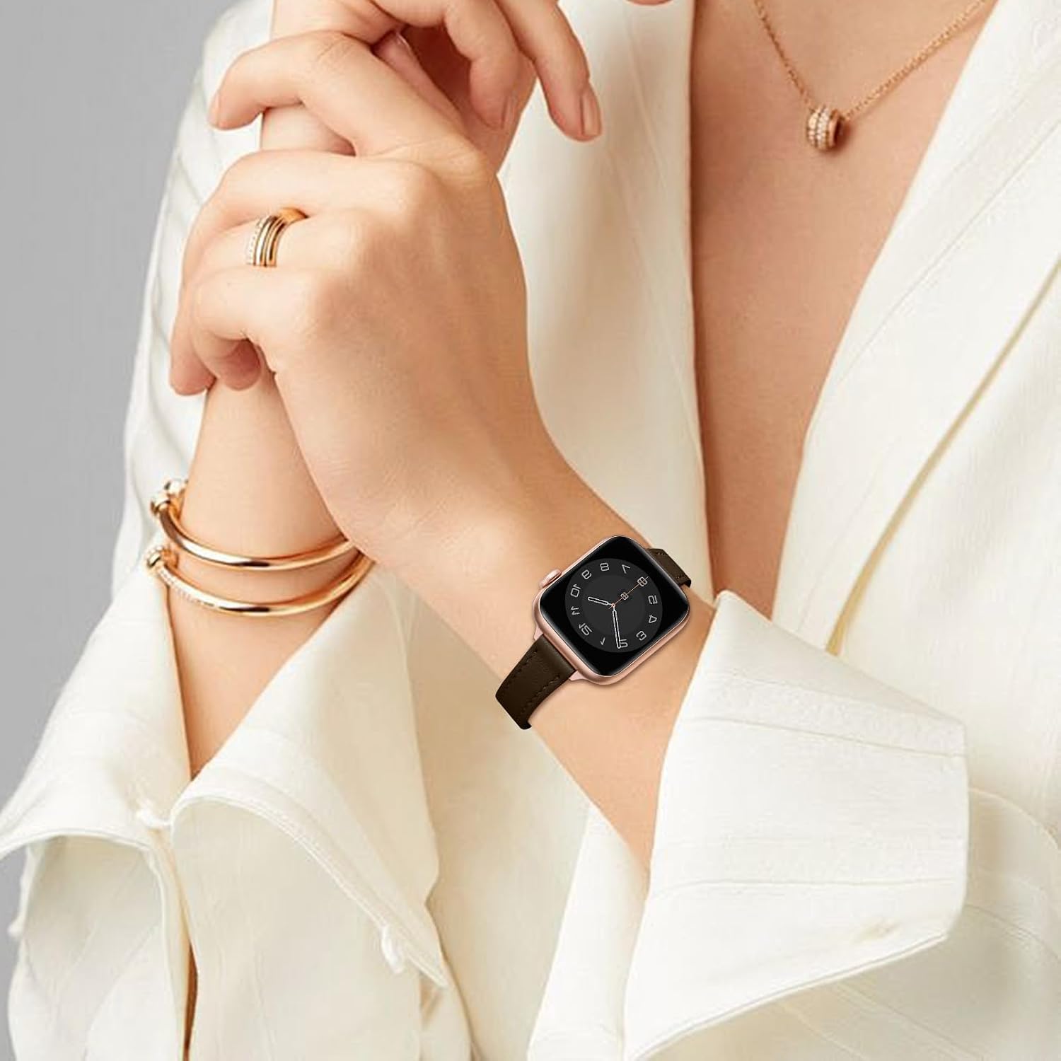 Thumbnail 5 de Leather Apple Watch strap, 42 44 45mm