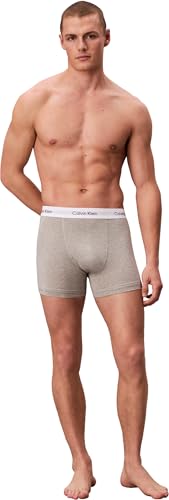 Detalle de Calvin Klein Herren 3er Pack Boxershorts Trunks Unterwäsche Mehrfarbig (Black/White/Grey Heather), Größe L