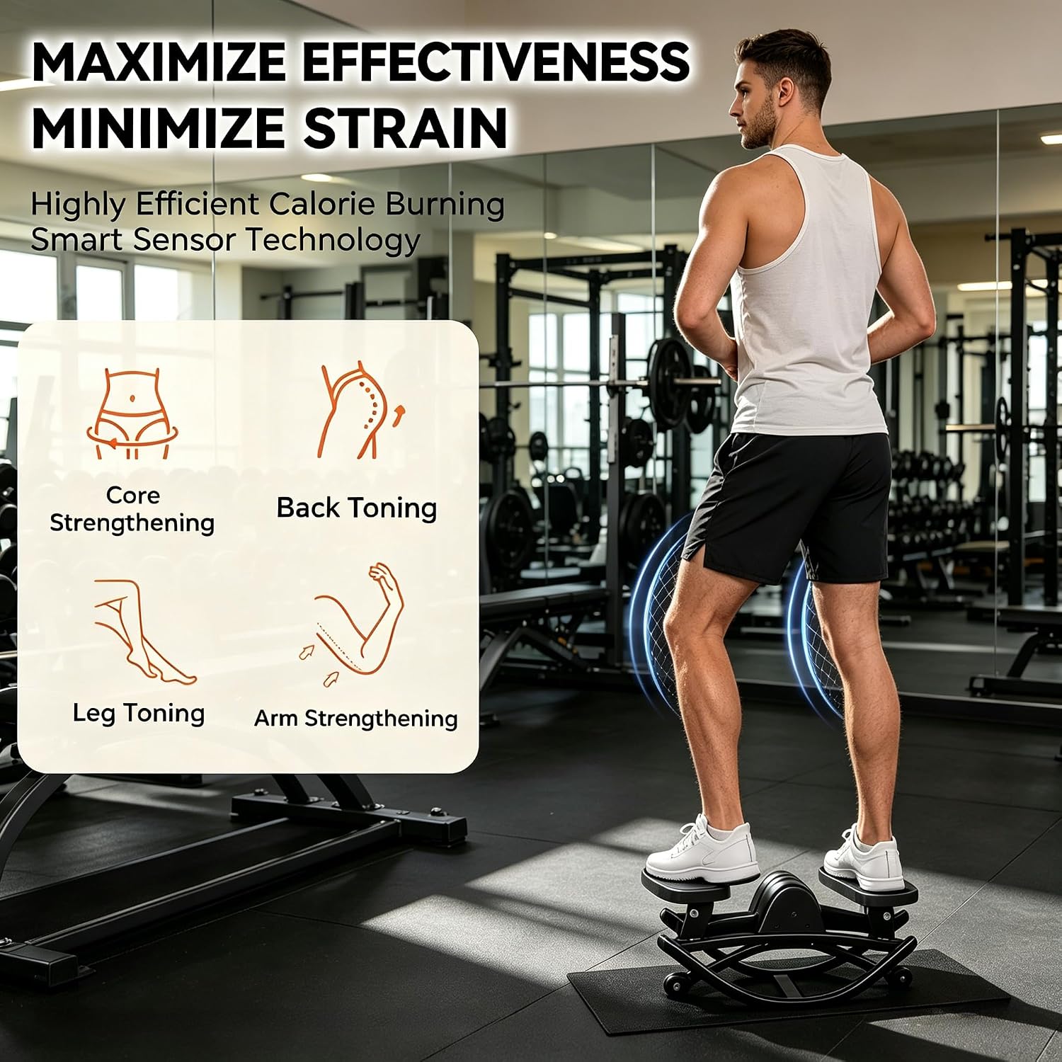 Detalle 2 de XAOYAO C6048 Side-to-Side Stepper with Resistance Bands and LCD Monitor