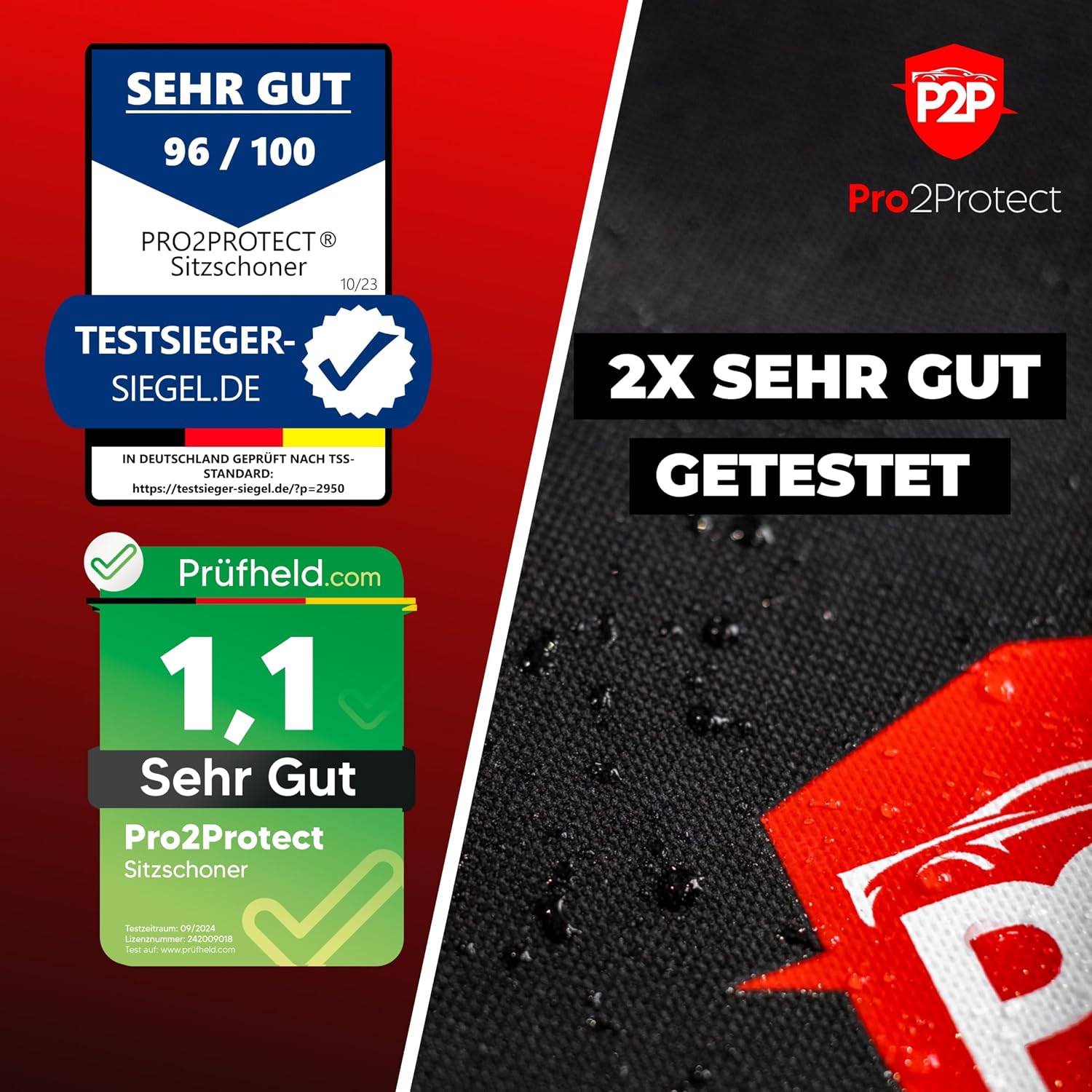 Detalle de Pro2Protect® 2x Autositzschoner Vorderseite – wasserdicht, schmutzabweisend, ohne Seitenairbag